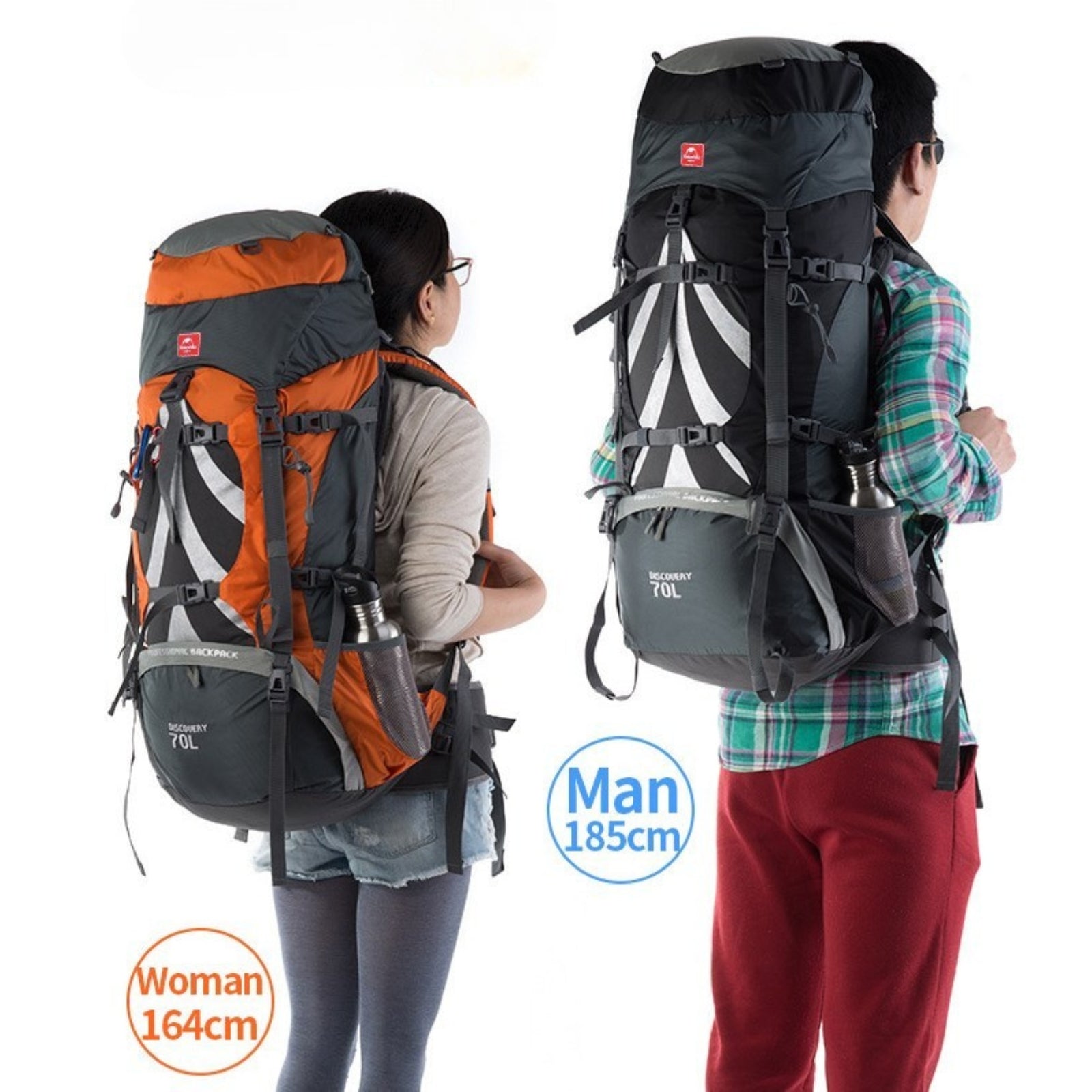 Sac à Dos Randonnée Pro Homme 75L deux sacs à dos portés - Orange - Noir - Bleu