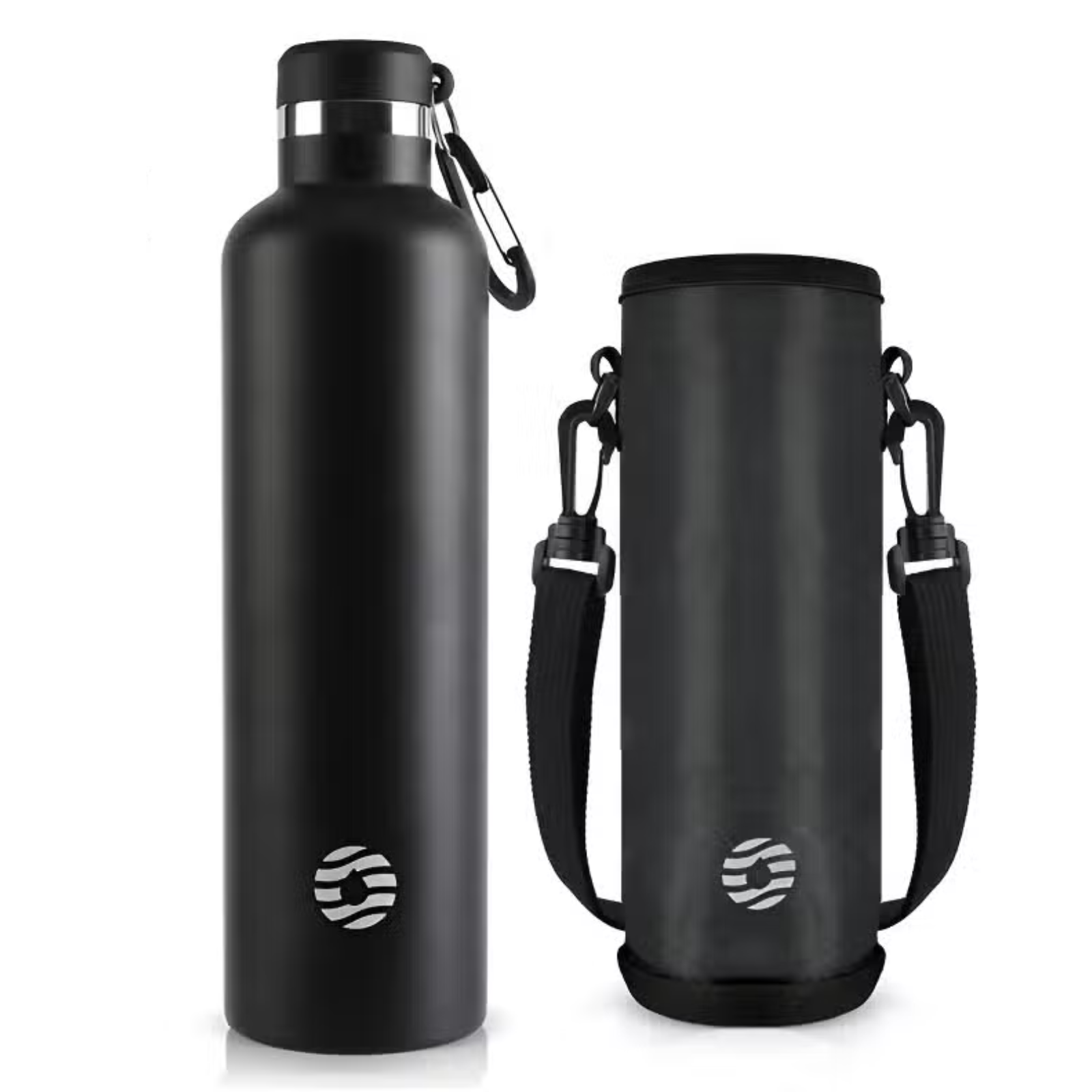 Gourde Inox Mousqueton - Noir - 1000 ml
