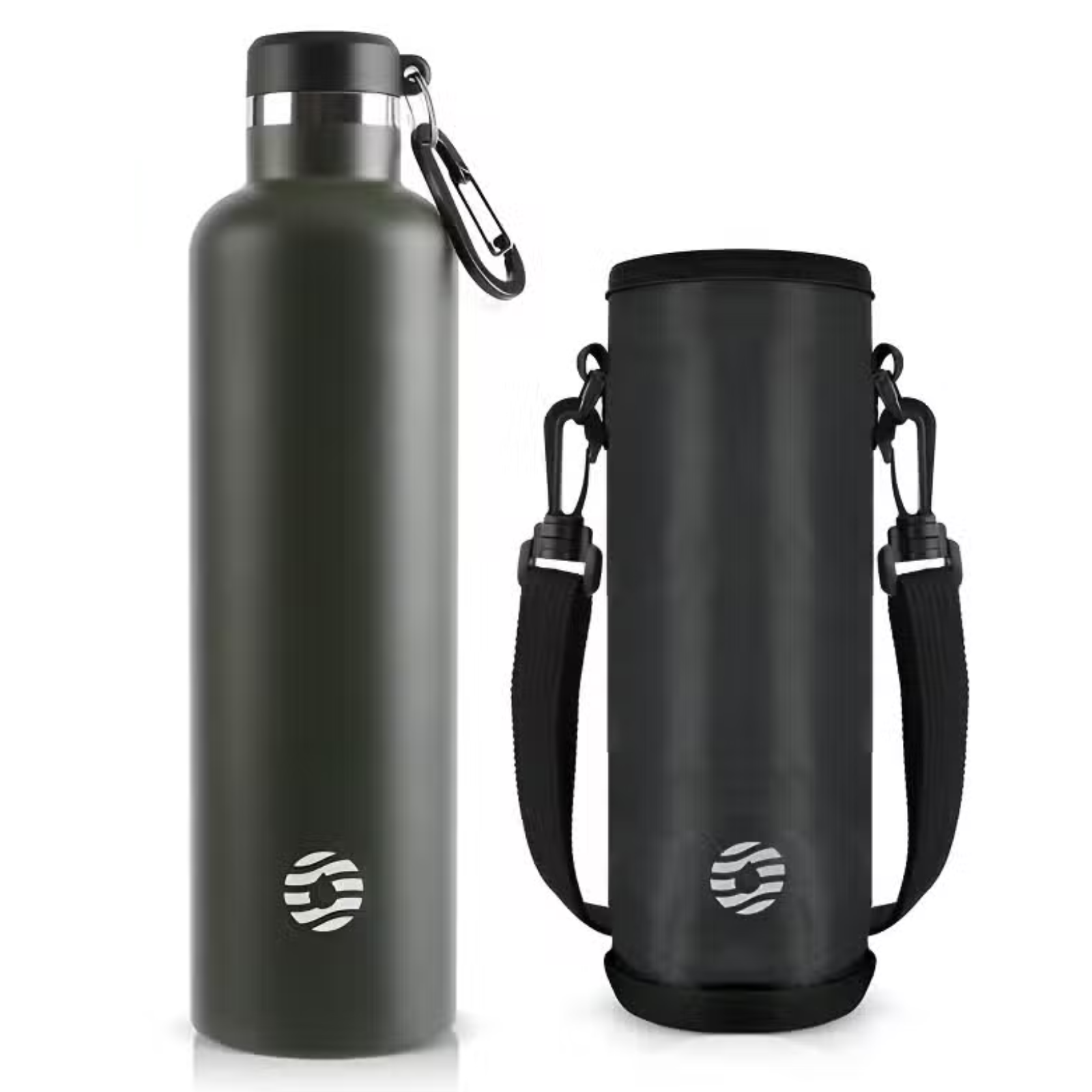 Gourde Inox Mousqueton - Vert Olive - 1000 ml
