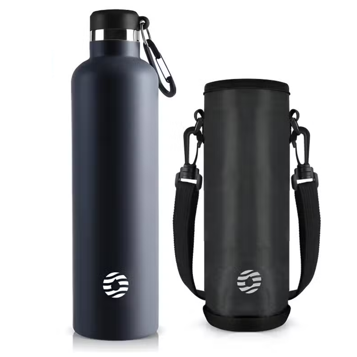 Gourde Inox Mousqueton - Bleu Marine - 1000 ml