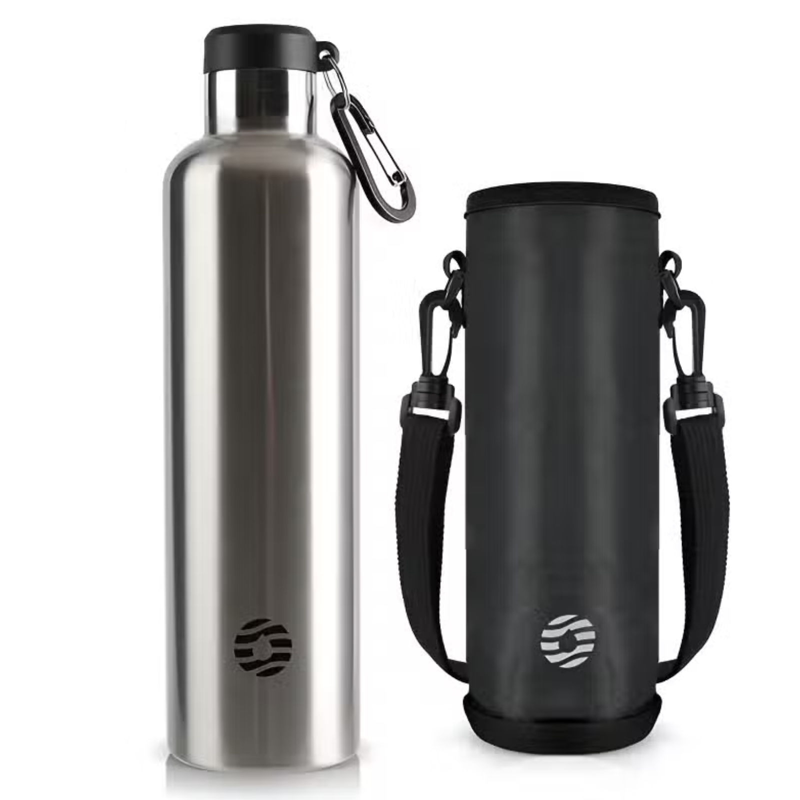Gourde Inox Mousqueton - Gris Argenté - 1000 ml