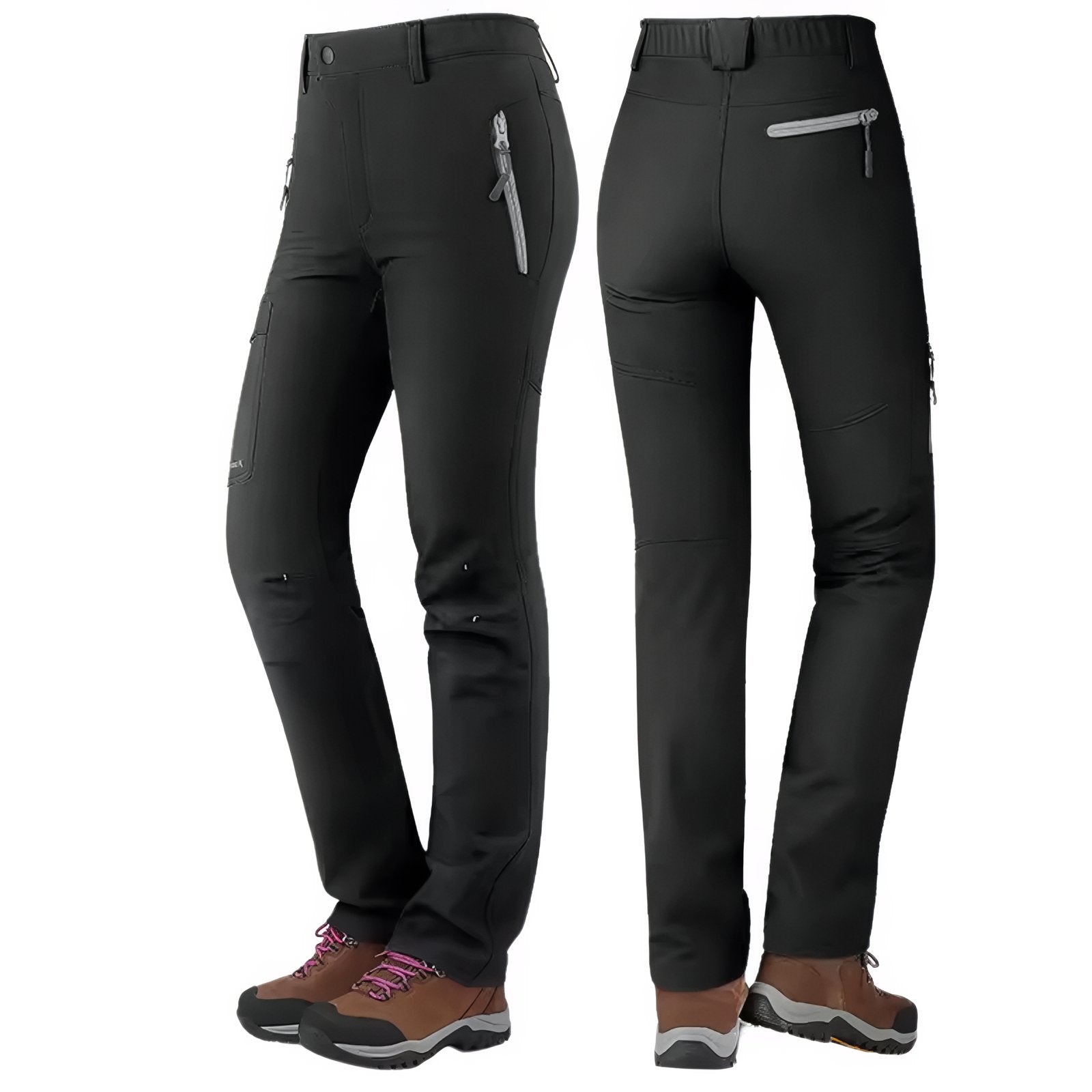 Pantalon Randonnée Doublé Polaire Femme - Noir