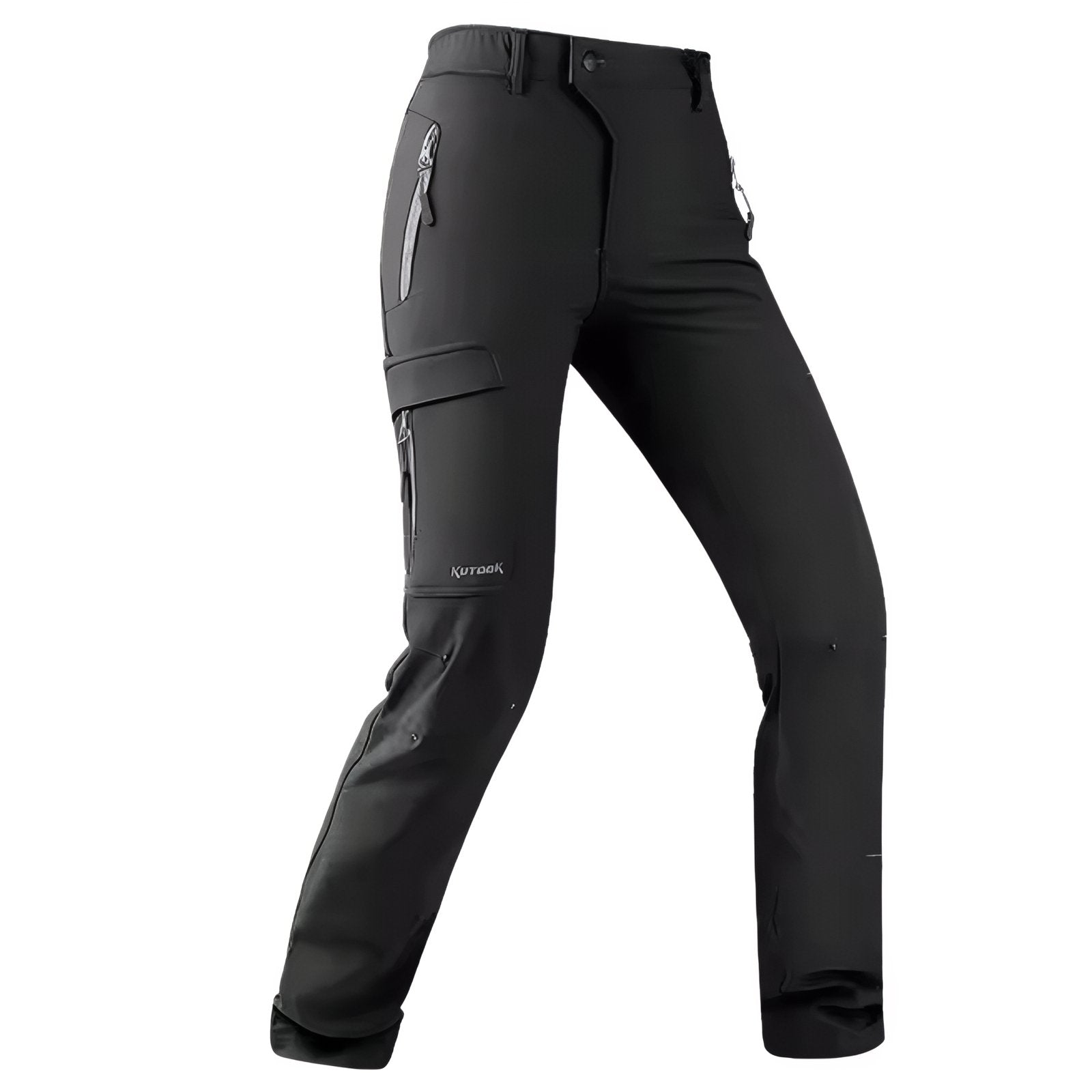 Pantalon Randonnée Doublé Polaire Femme vue latérale - Noir