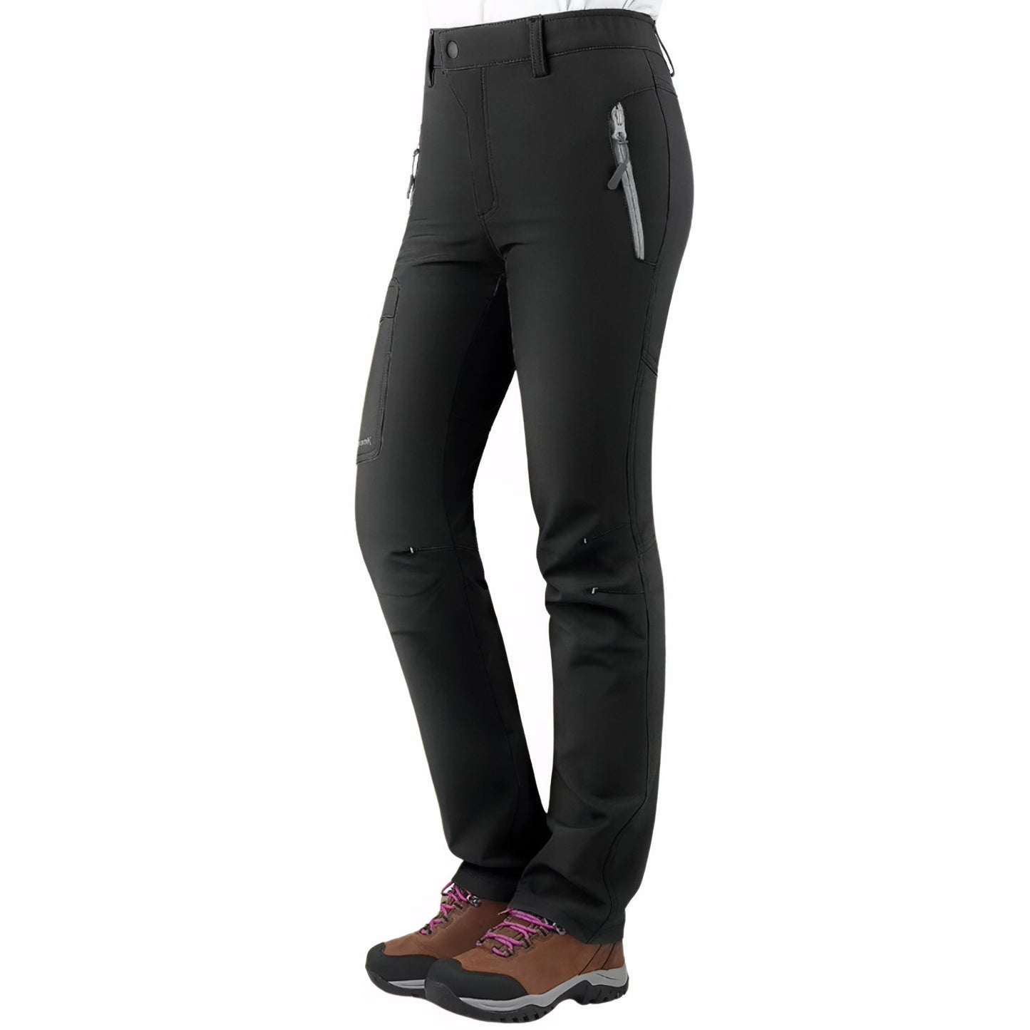 Pantalon Randonnée Doublé Polaire Femme portée sur mannequin - Noir - Gris