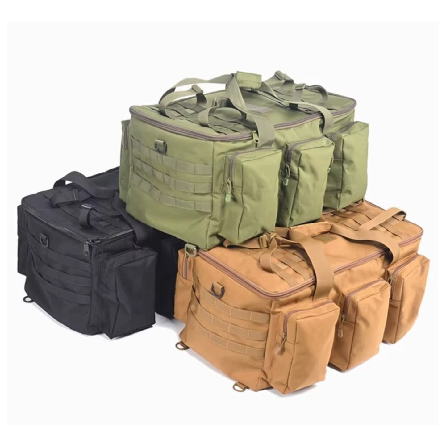 Sac De Transport Militaire 55L trois sacs empilés - Camel - Vert Olive - Noir
