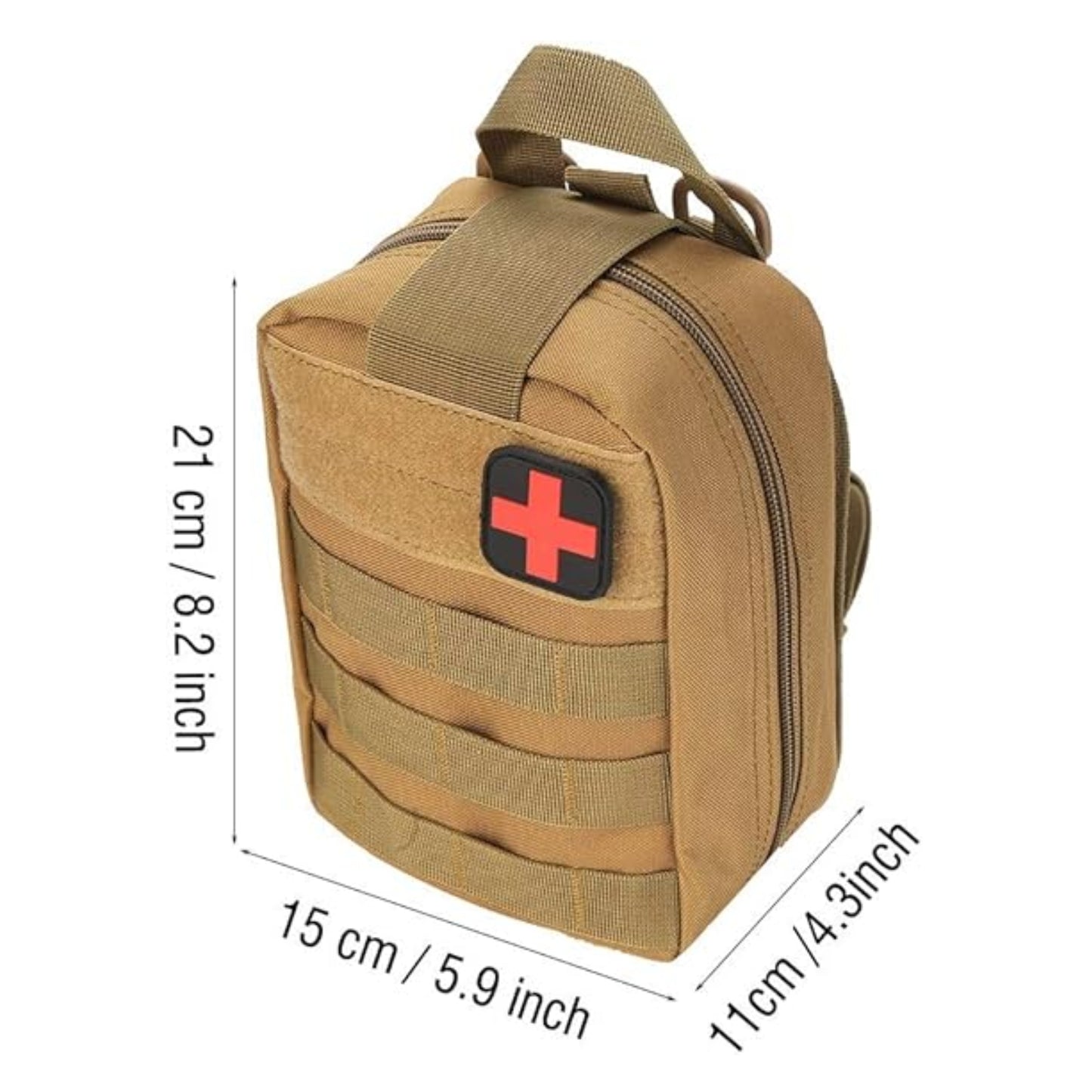 Trousse De Secours Tactique guide des dimensions - Beige et Rouge - Vert Olive - Noir et Rouge - Rouge Éclatant