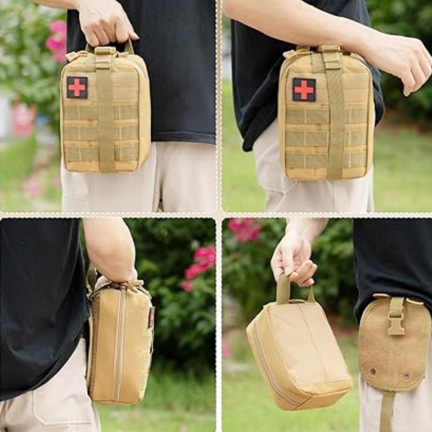 Trousse De Secours Tactique portée à la main - Beige et Rouge - Vert Olive - Noir et Rouge - Rouge Éclatant