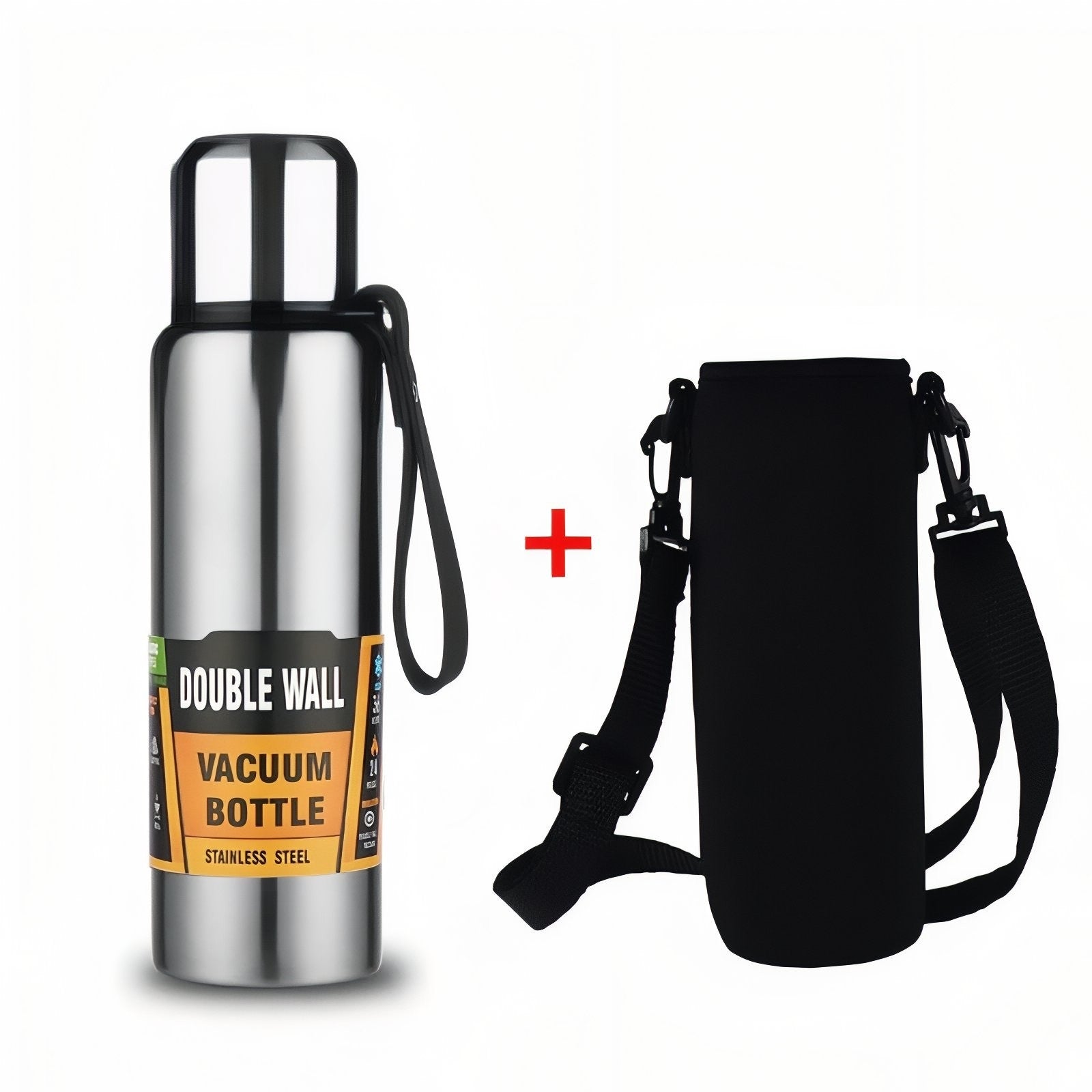 Gourde Isotherme Grande Contenance - Gris avec Sac
