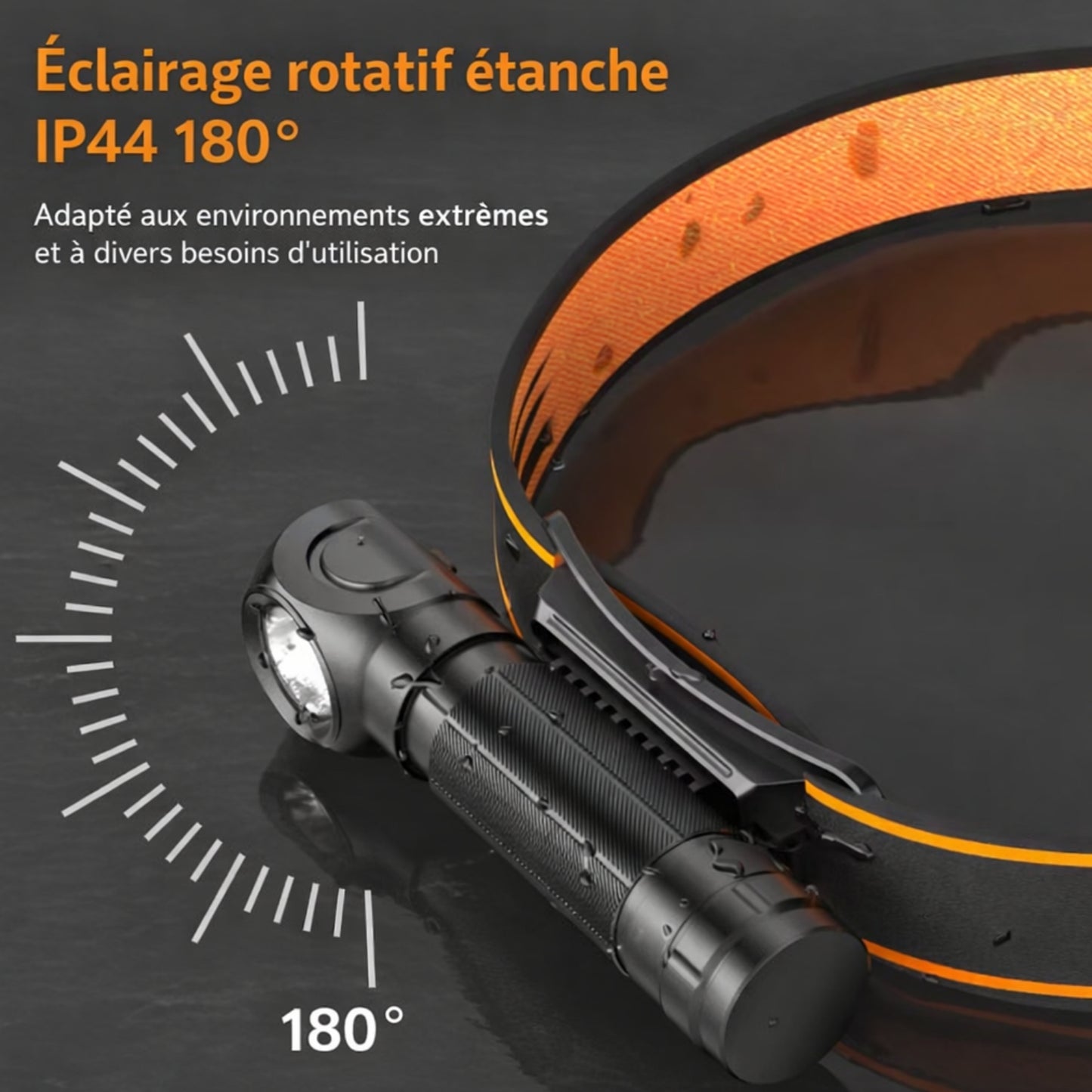 Lampe De Poche Frontale gros plan éclairage rotatif - 2000mAh - 3400mAh