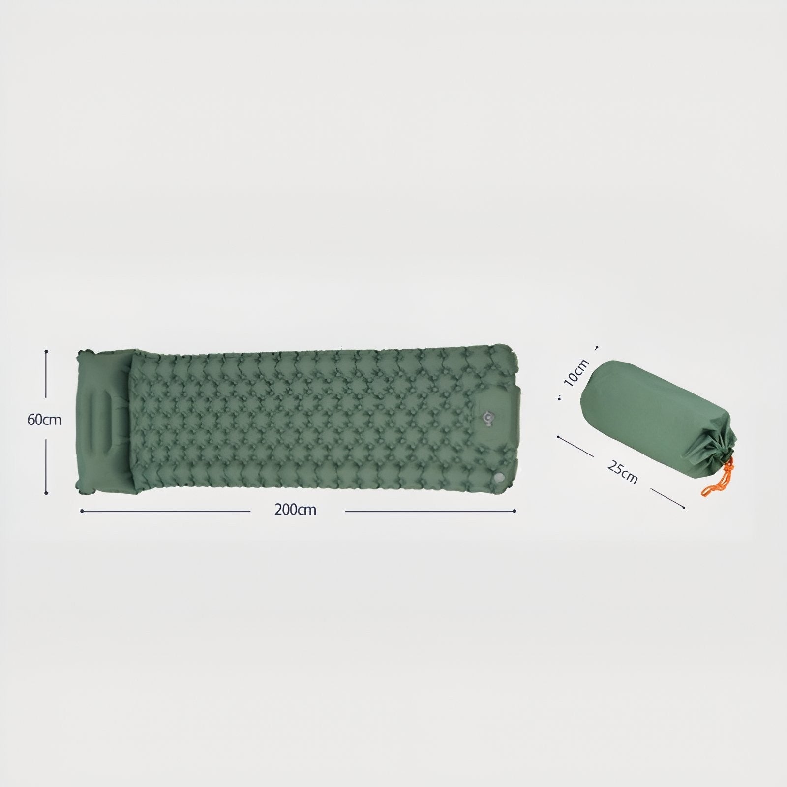 Matelas Gonflable 1 Personne Pour Camping - Vert Sauge - Gris Anthracite