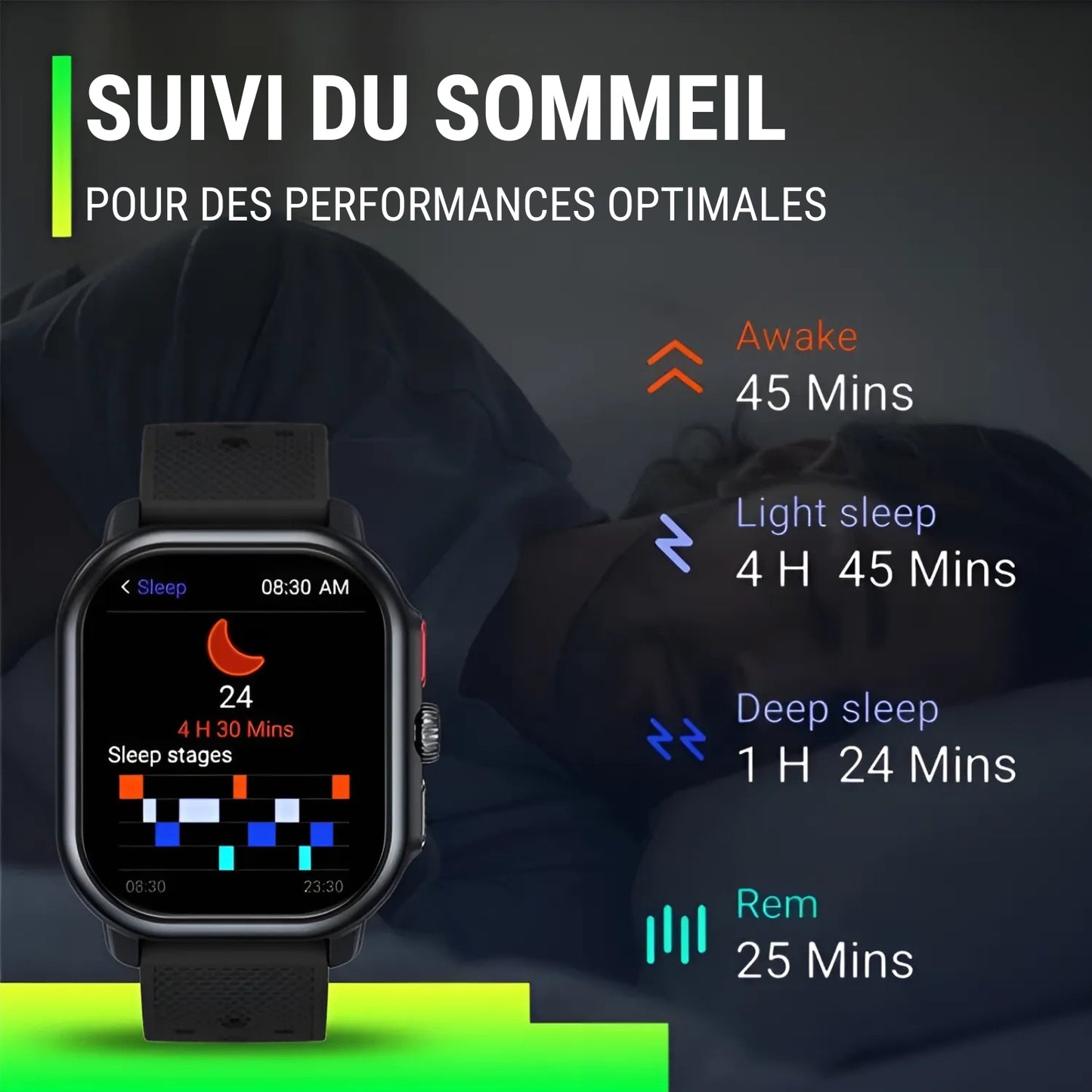 Montre GPS Randonnée Avec Cartographie suivi du sommeil - Noir - Blanc Cassé