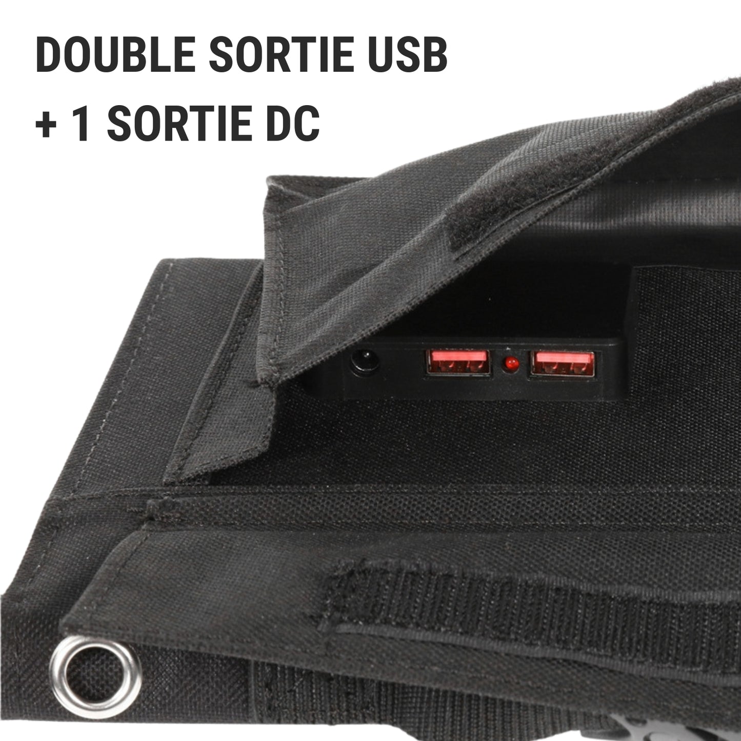 Panneau Solaire Pour Randonnée 30W / 50W gros plan sorties USB - 30W - 4 Panneaux - 50W - 6 Panneaux