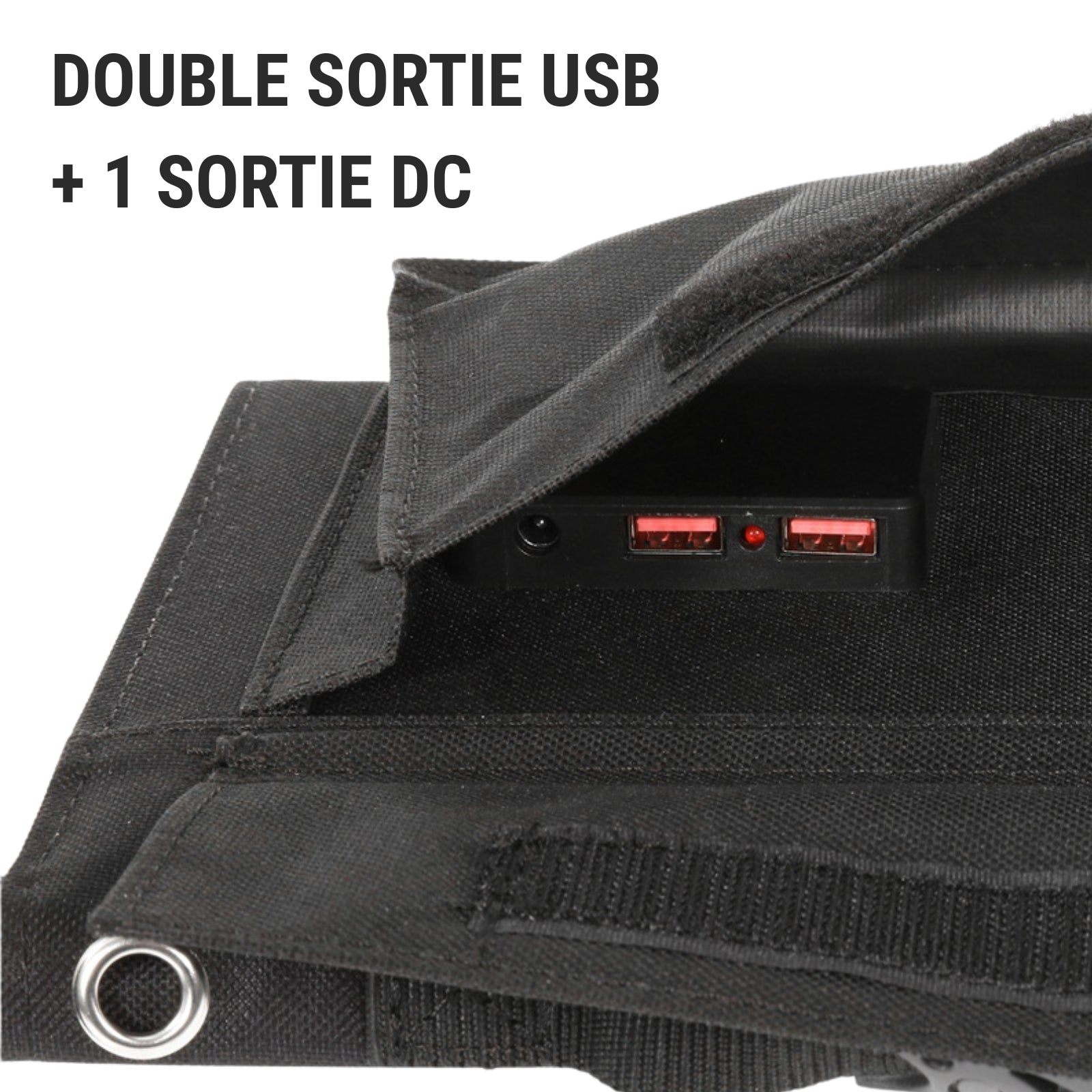 Panneau Solaire Pour Randonnée 30W / 50W gros plan sorties USB - 30W - 4 Panneaux - 50W - 6 Panneaux