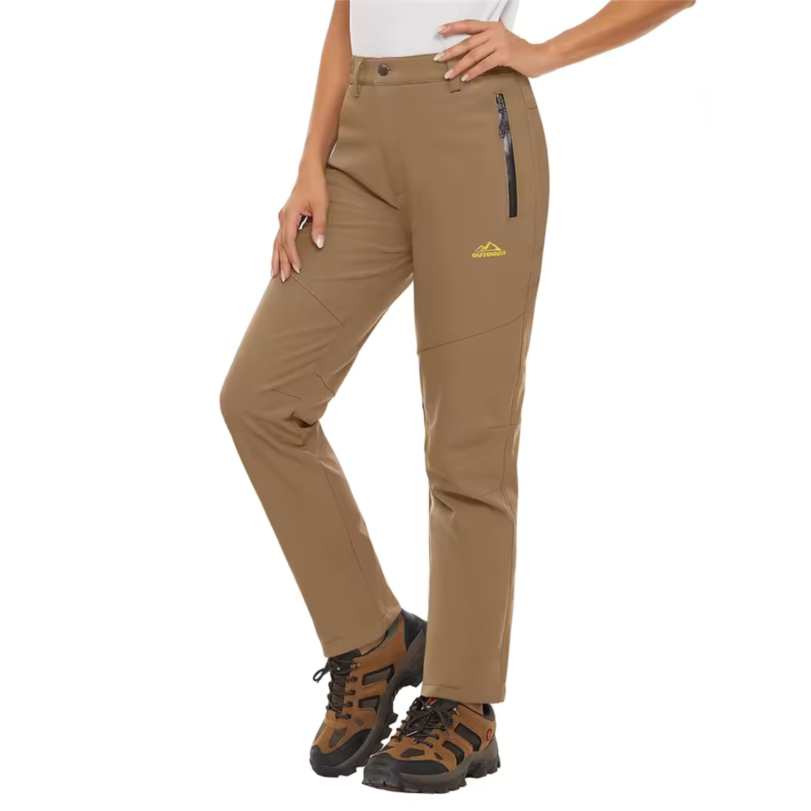 Pantalon Randonnée Chaud Femme - Beige Sable