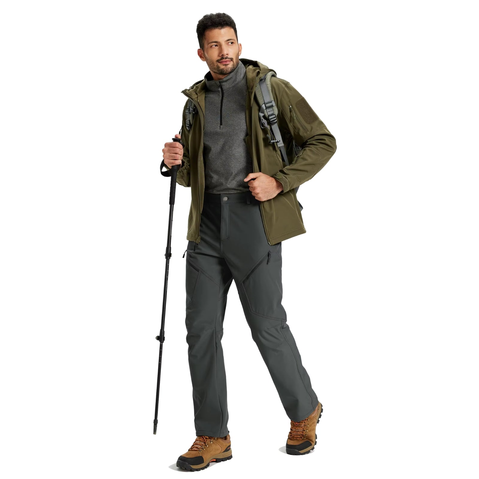 Pantalon Randonnée Chaud Homme portée en extérieur - Beige - Vert Militaire - Noir - Bleu Marine - Gris Foncé