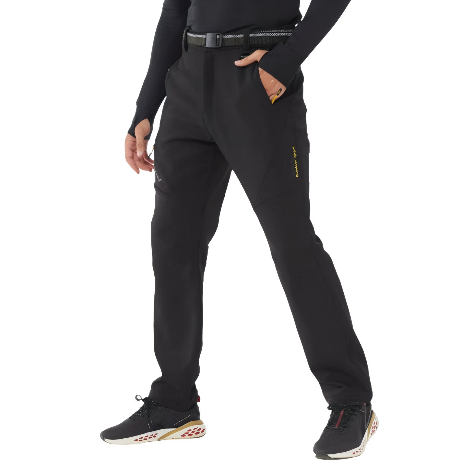 Pantalon Randonnée Doublé Polaire Homme portée à la main - Vert Foncé - Noir Profond - Gris Anthracite