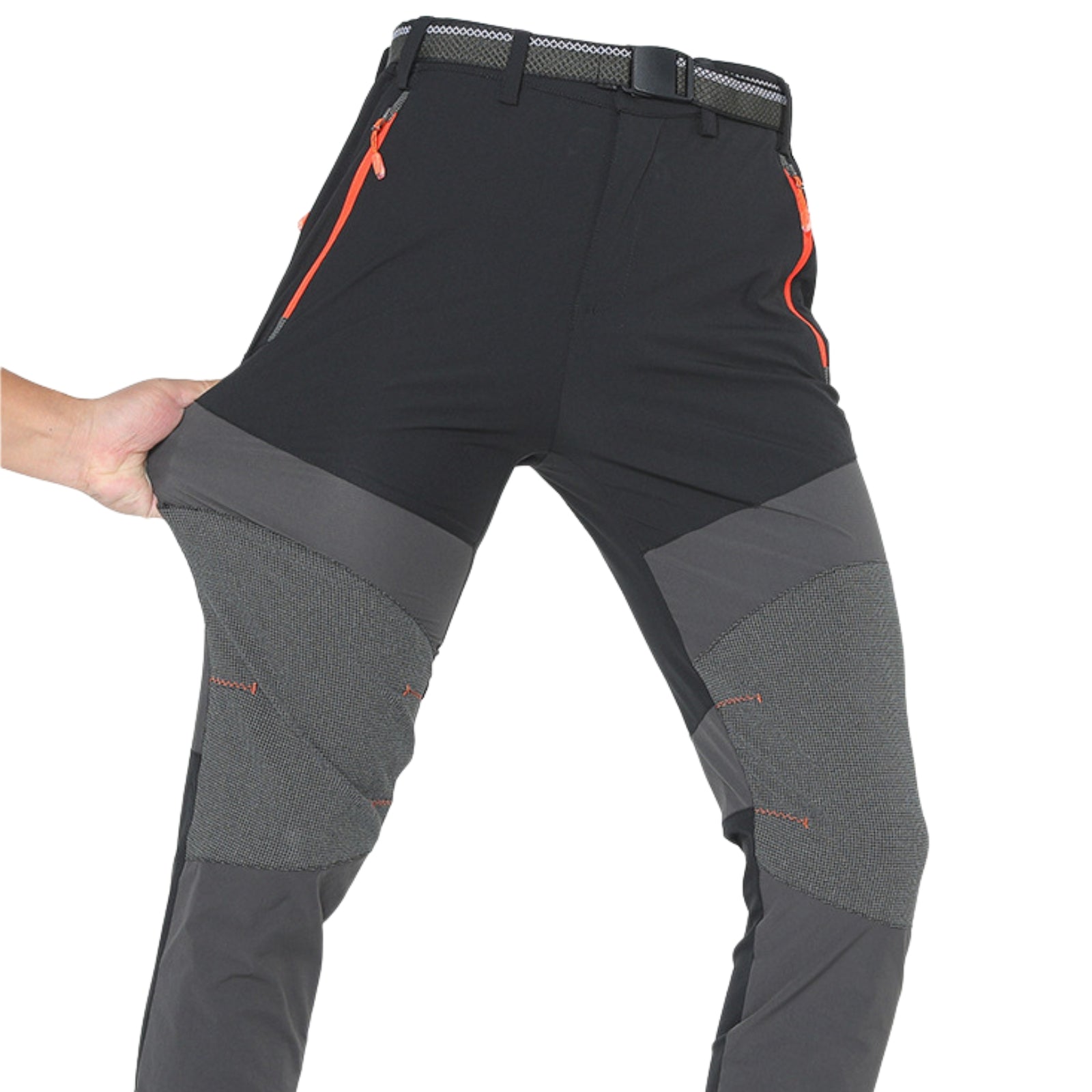 Pantalon Randonnée Extensible Femme gros plan sur le tissu - Gris - Beige - Vert