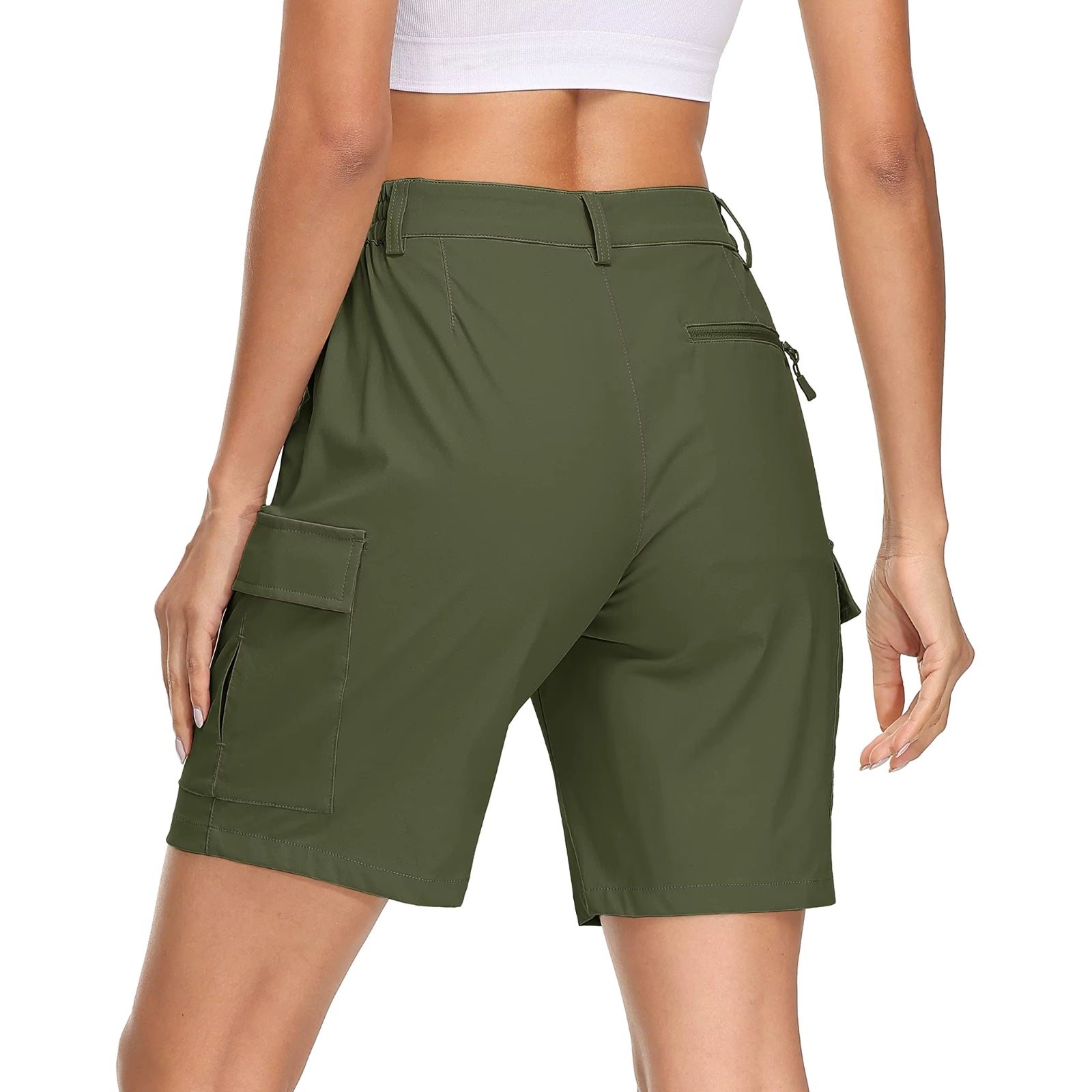 Short Cargo Femme Randonnée portée de dos - Kaki - Gris Clair - Bleu - Violet - Rose - Vert Armée - Bleu Marine - Gris Foncé - Noir