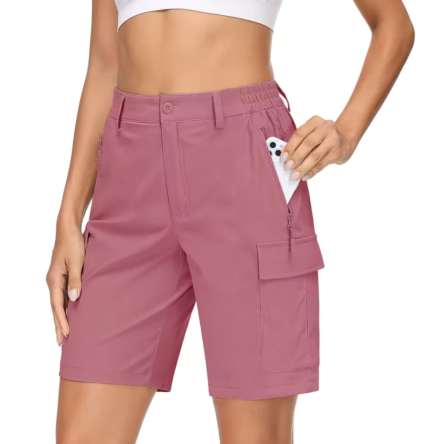 Short Cargo Femme Randonnée - Rose