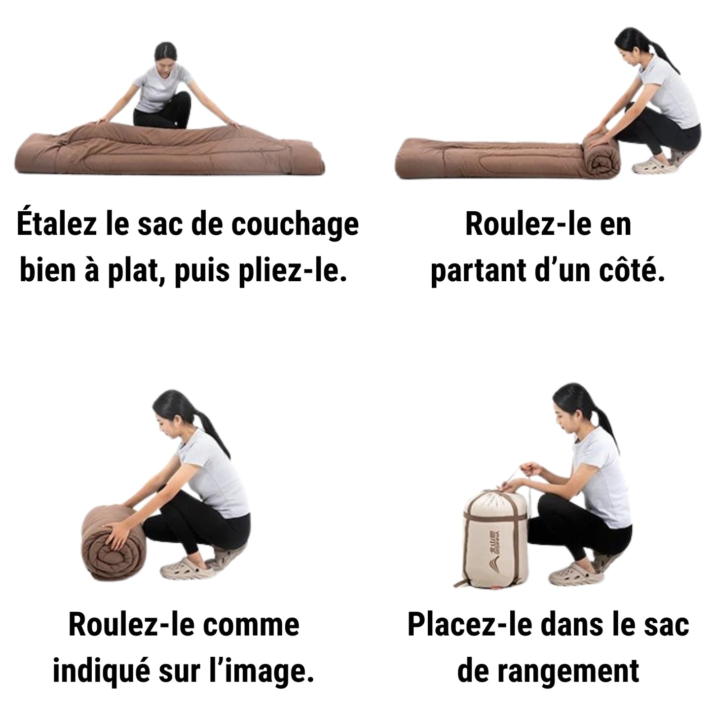 Sac De Couchage 2 Personnes Détachable instructions de pliage - 12°C à 20°C / 2.6Kg - 5°C à 10°C / 3.2Kg