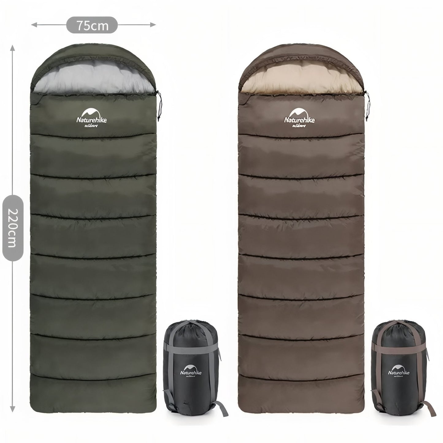 Sac De Couchage 3 Saisons Léger deux sacs de couchage - Marron et Beige - Vert Olive
