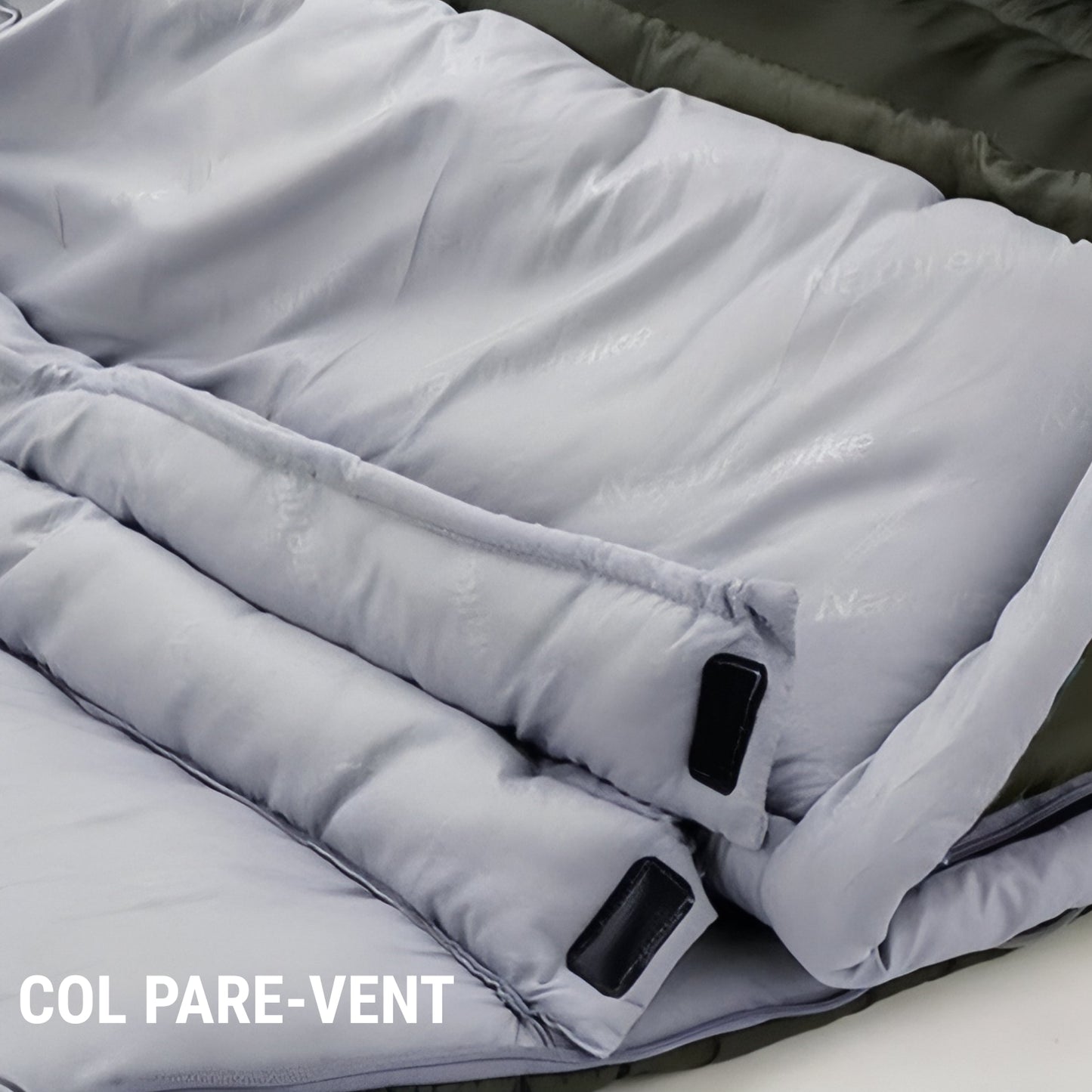Sac De Couchage 3 Saisons Léger gros plan col pare-vent - Marron et Beige - Vert Olive