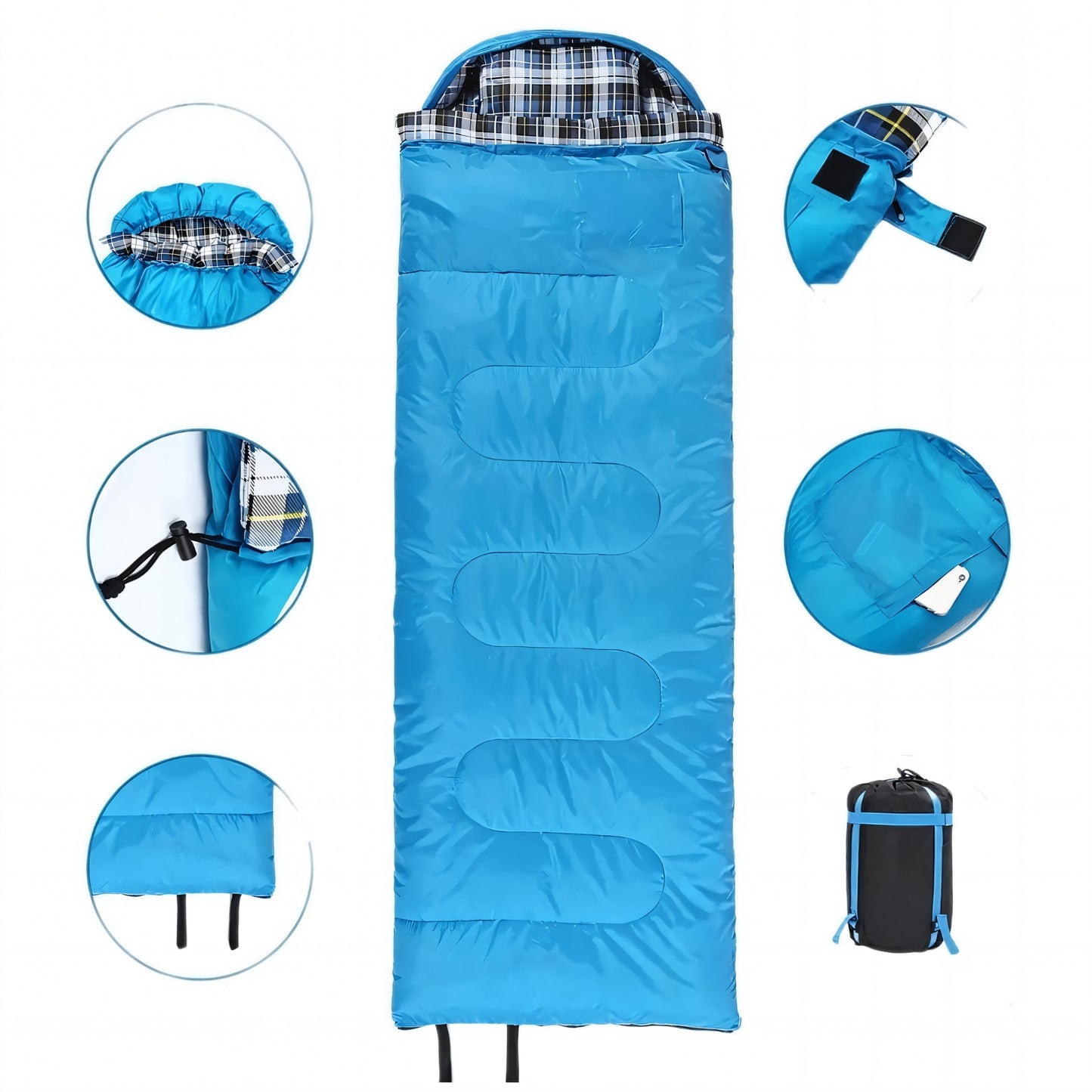 Sac De Couchage Été Doublure Coton gros plan détails - Bleu - Rose