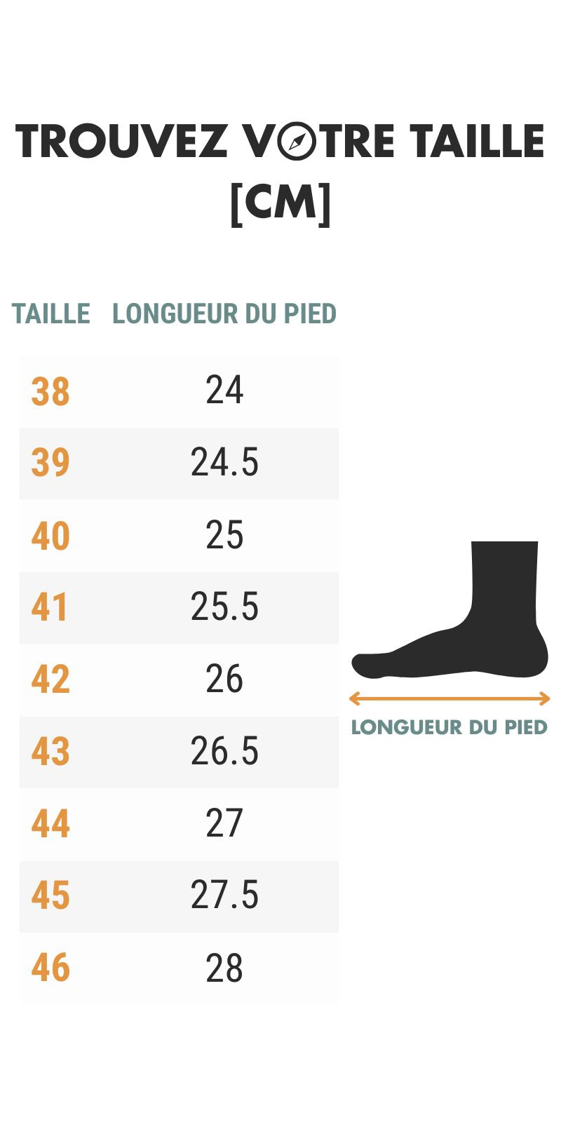 Sandales De Marche Homme Cuir guide des dimensions - Marron - Noir