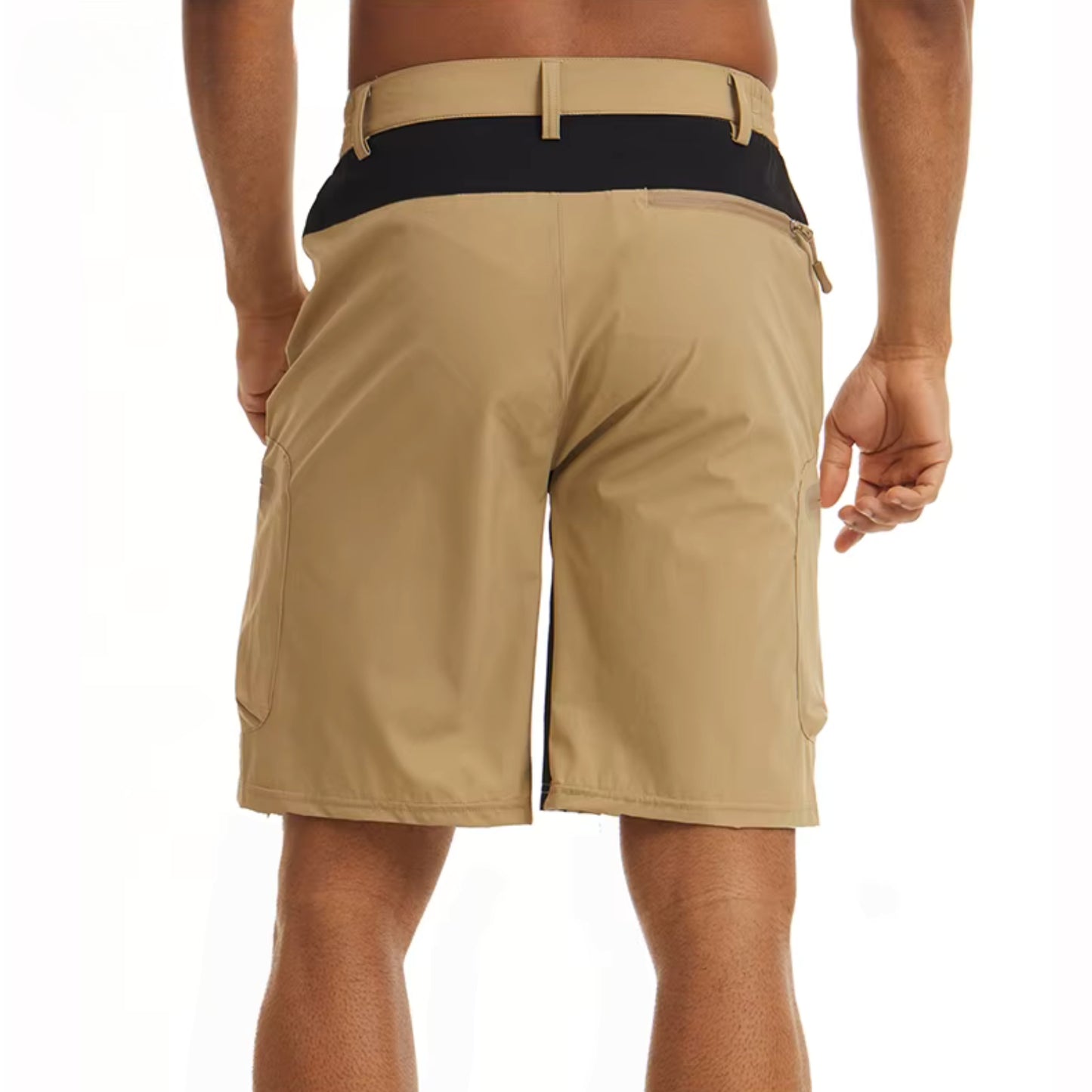 Short de Randonnée Homme Imperméable vue arrière portée - Bleu Cobalt - Beige - Vert Foncé - Gris Foncé - Gris Clair - Noir - Bleu Marine - Vert Fluo - Vert Menthe - Orange - Blanc - Rouge - Bleu - Bleu Ciel - Turquoise - Vert d'Eau