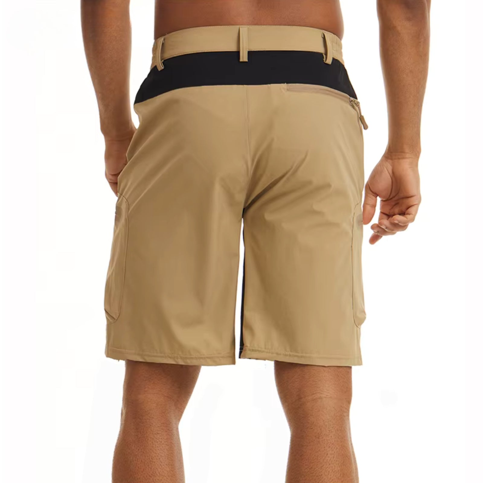 Short de Randonnée Homme Imperméable vue arrière portée - Bleu Cobalt - Beige - Vert Foncé - Gris Foncé - Gris Clair - Noir - Bleu Marine - Vert Fluo - Vert Menthe - Orange - Blanc - Rouge - Bleu - Bleu Ciel - Turquoise - Vert d'Eau
