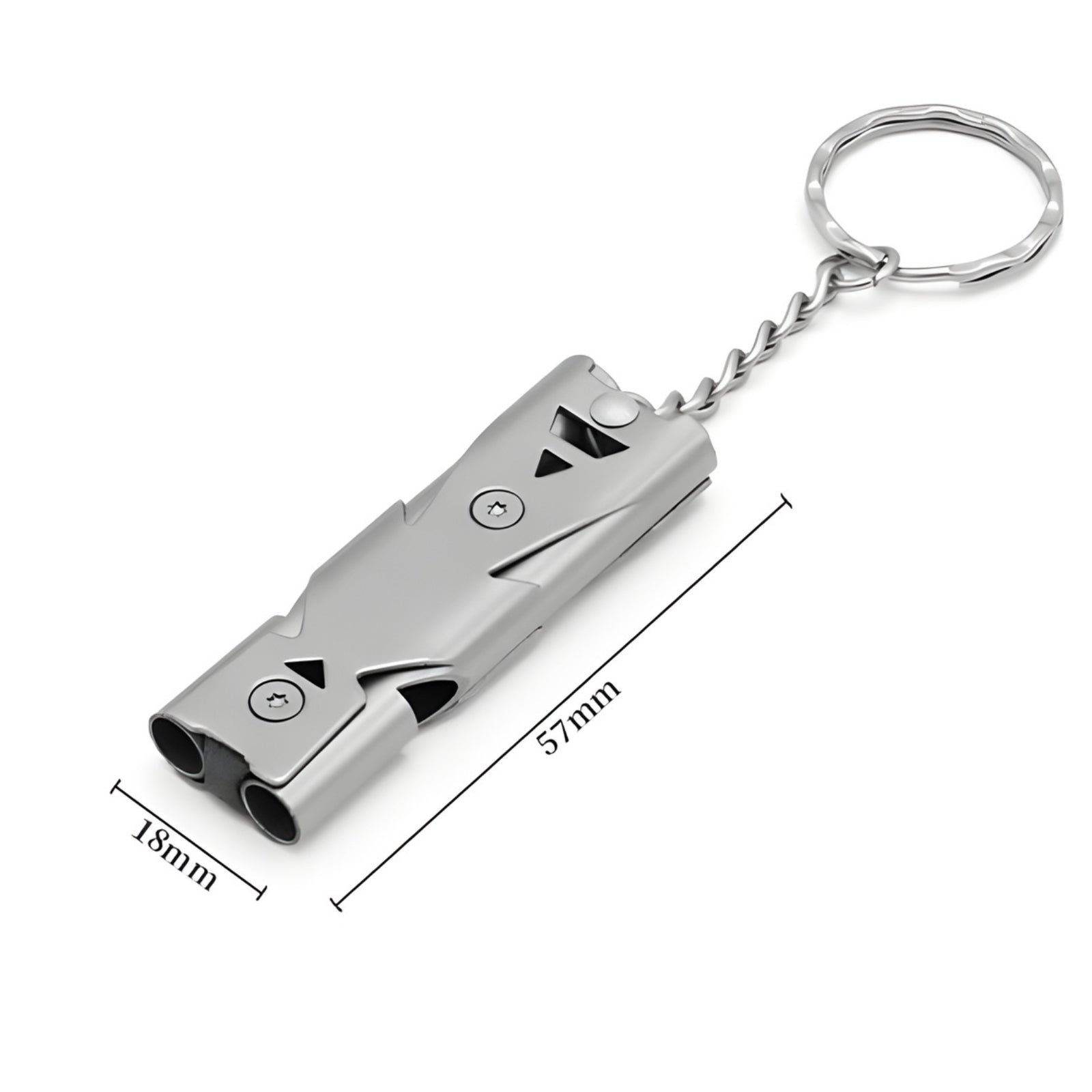 Sifflet De Survie Puissant 180 db guide des dimensions - Gris - Noir Mat