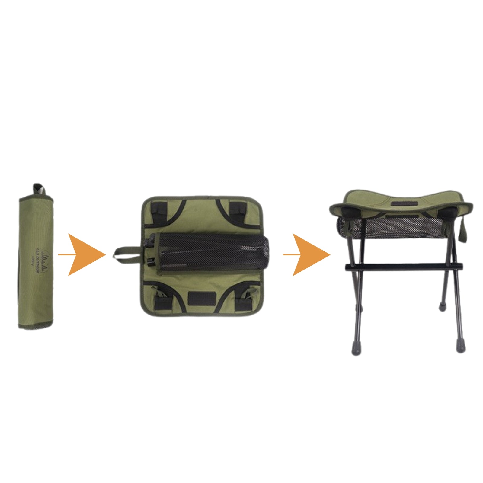 Tabouret Randonnée Ultra Léger étapes de dépliage - Noir Mat - Beige Clair - Vert Militaire
