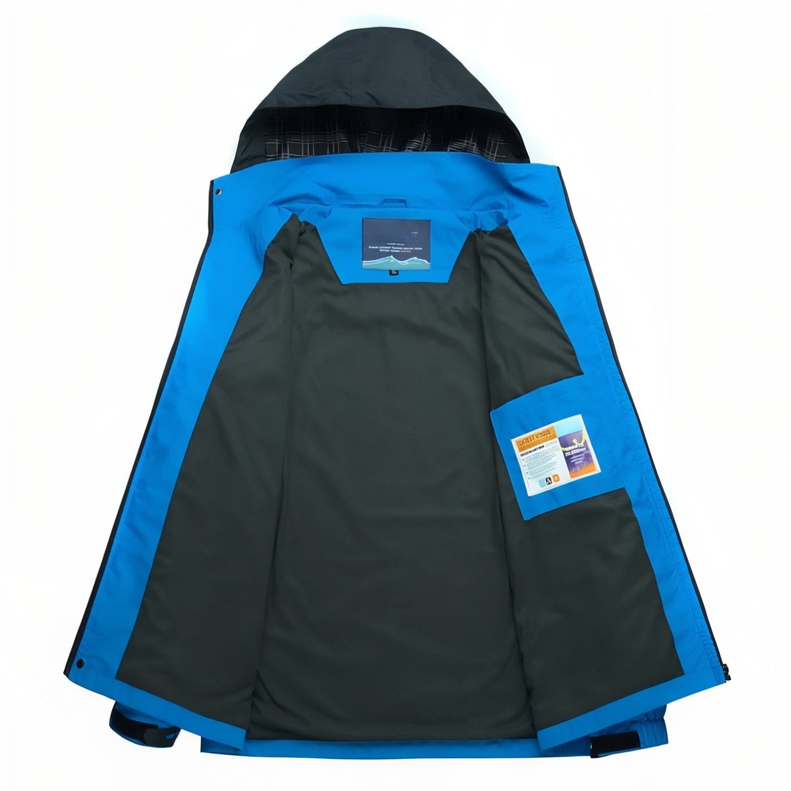 Veste Randonnée Imperméable Respirante Homme intérieur avec étiquette - Bleu Ciel et Noir - Rouge et Noir - Vert Olive et Noir - Bleu Marine et Noir - Noir et Jaune