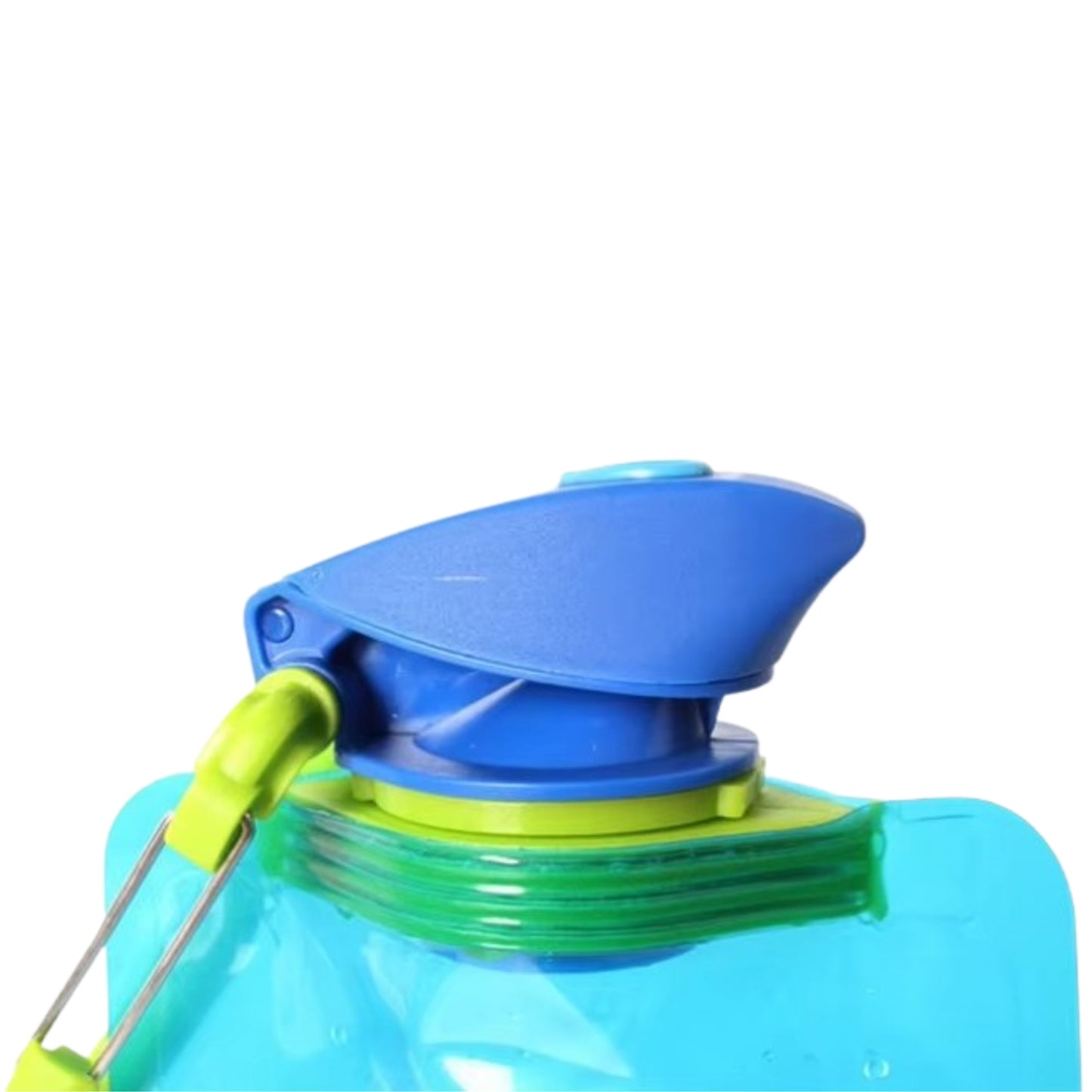 Gourde Pliante 700ml gros plan bouchon - Bleu Ciel - Noir - Blanc