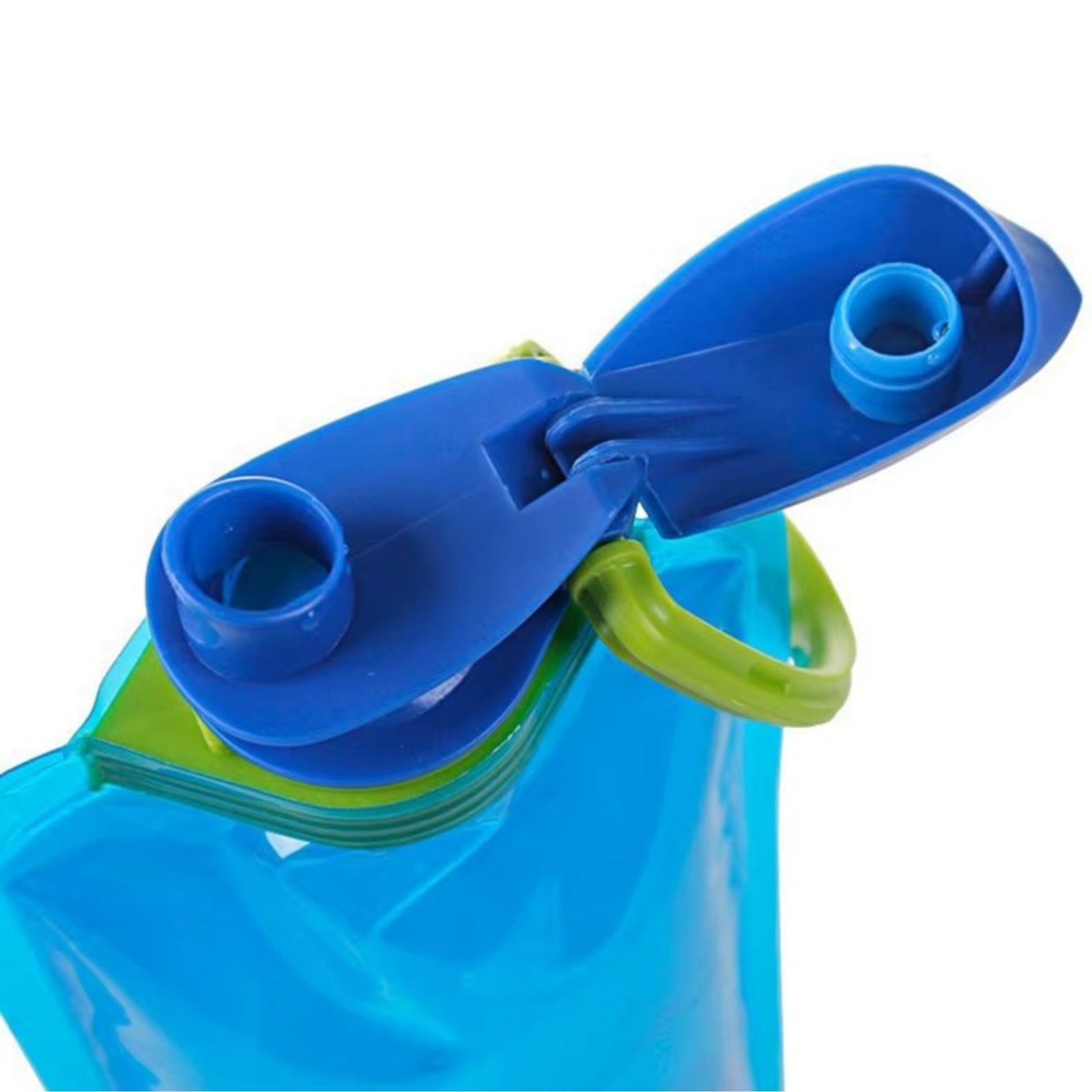 Gourde Pliante 700ml gros plan fermeture - Bleu Ciel - Noir - Blanc