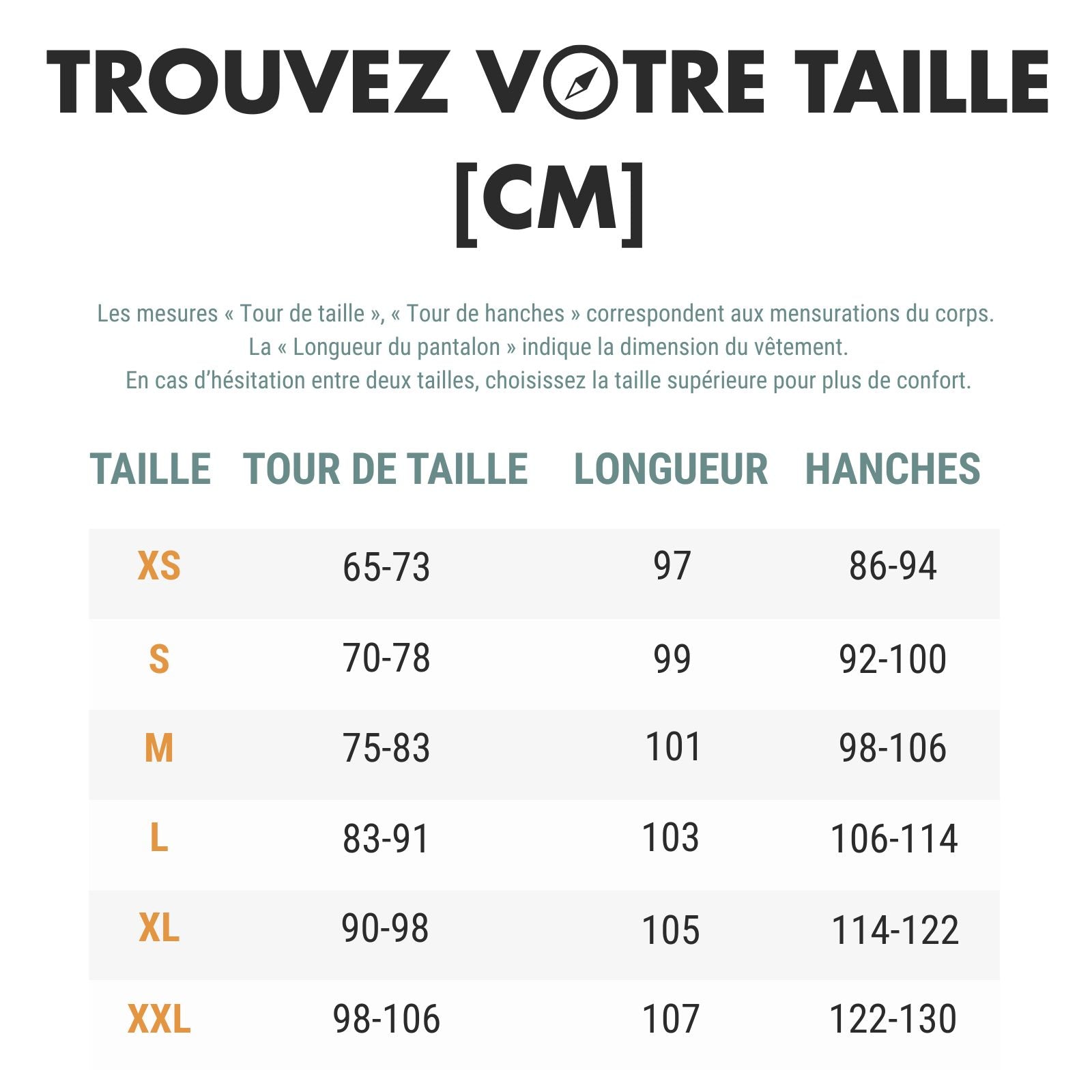 Pantalon de Randonnée Été guide des dimensions - Vert Militaire - Rouge - Bleu Clair - Bleu Marine - Kaki - Violet - Bleu Ciel - Gris Foncé - Noir - Orange - Gris Clair
