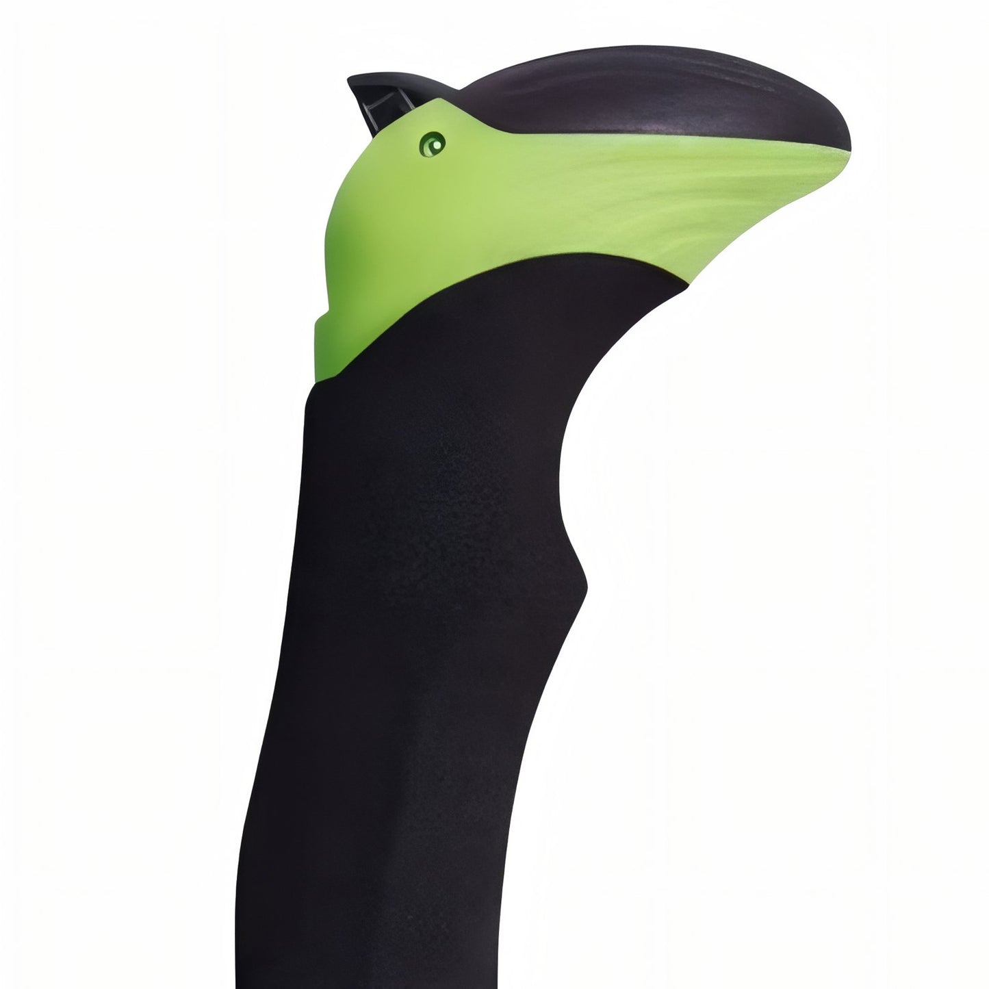 Bâton De Marche Carbone Pliable gros plan poignée - Rouge et Vert Fluo - Noir