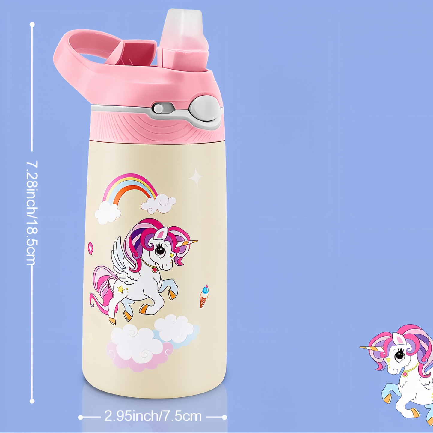 Gourde Enfant Dinosaure 400ML guide des dimensions - Dinosaure