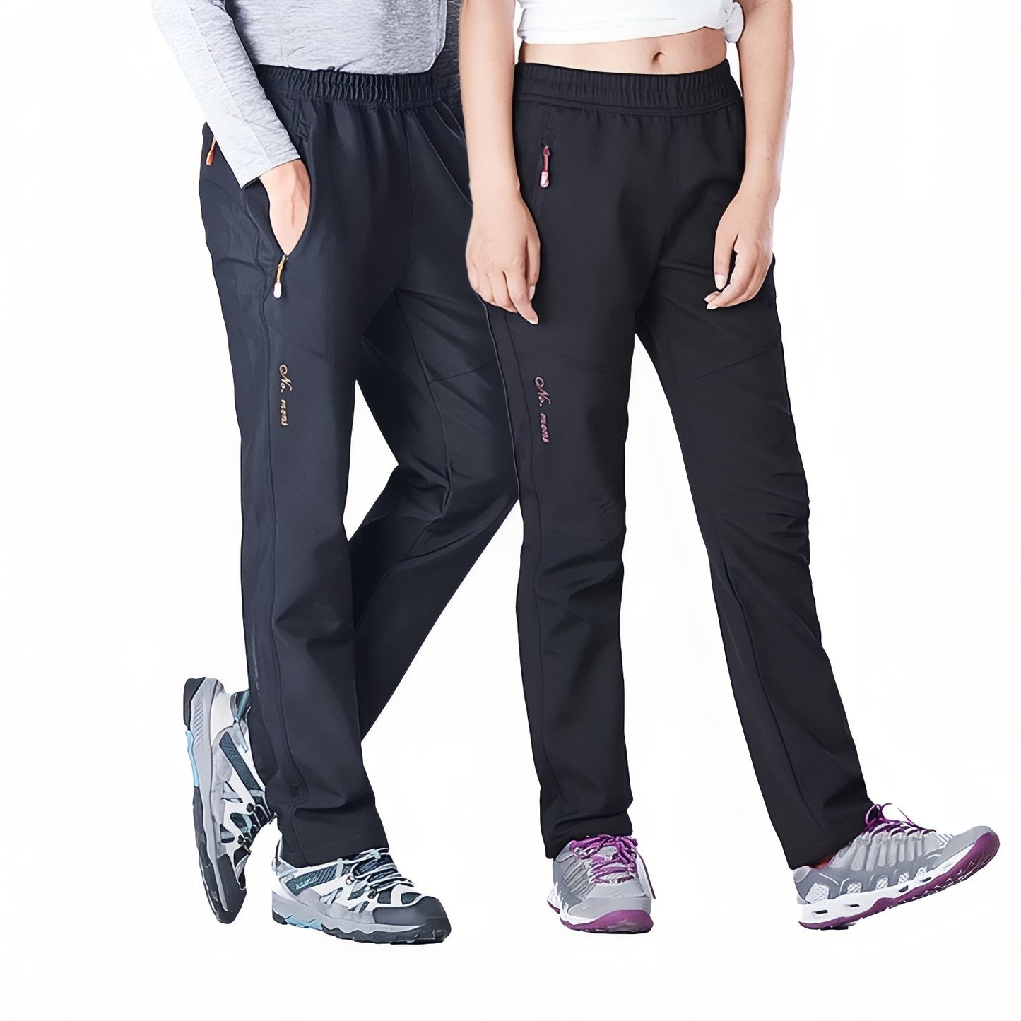 Pantalon Randonnée Taille Élastique deux personnes portant - Femme - Noir - Homme - Noir - Homme - Gris - Homme - Bleu - Femme - Violet
