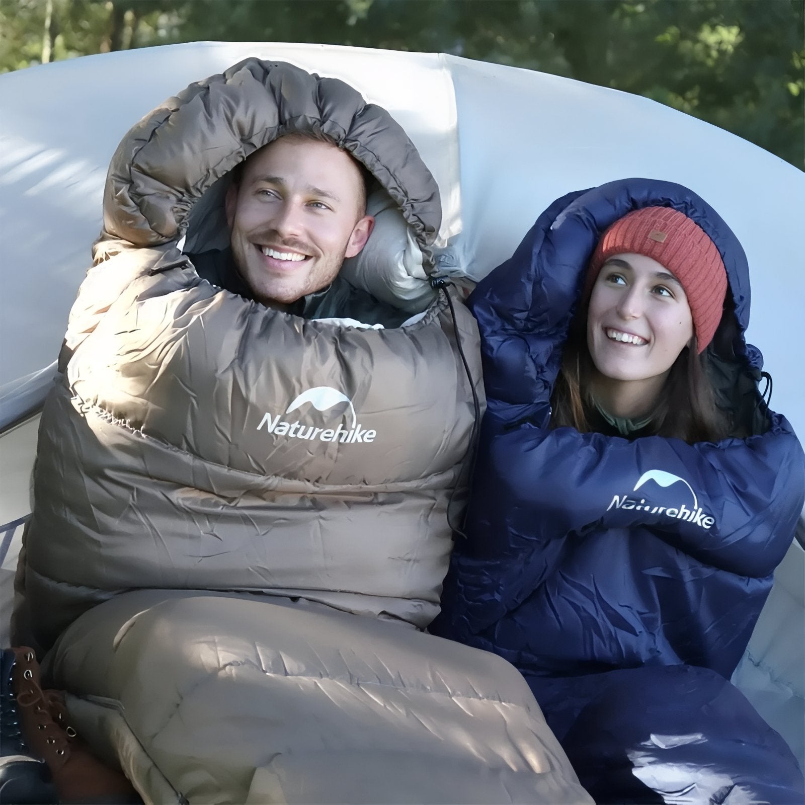 Sac De Couchage 4 Saisons Marron deux personnes dans des sacs - Marron
