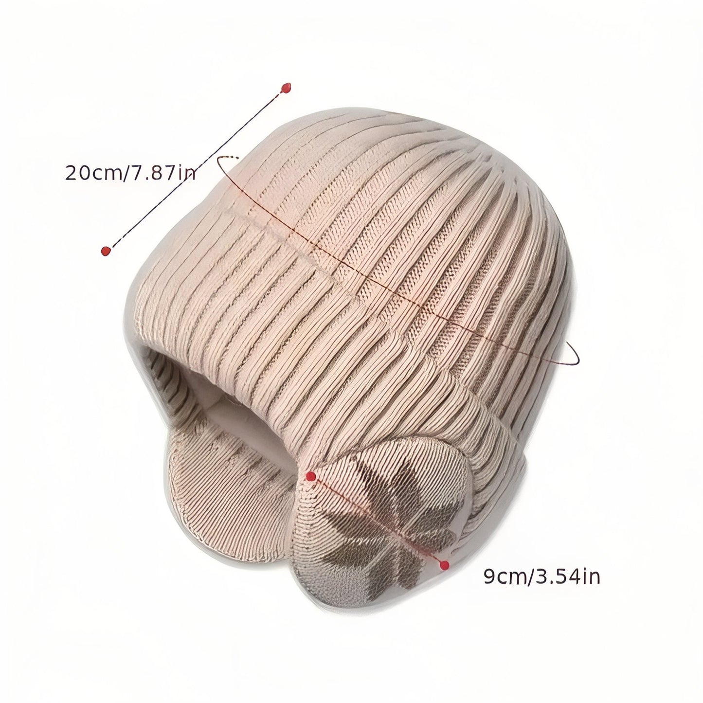 Bonnet Cache Oreille Femme guide des dimensions - Beige - Bleu Marine - Gris - Marron - Noir
