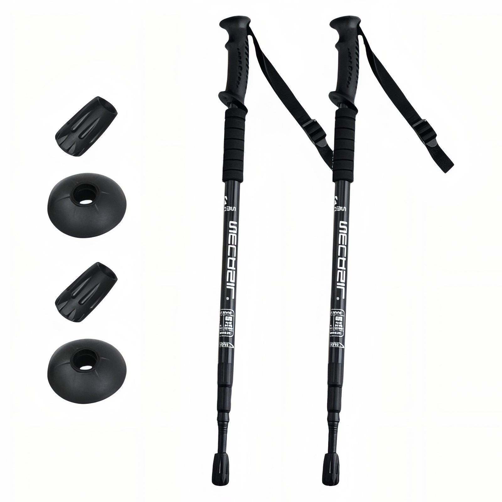 Bâton Randonnée Télescopique Léger - Noir - 2 Bâtons (Paire Complète)