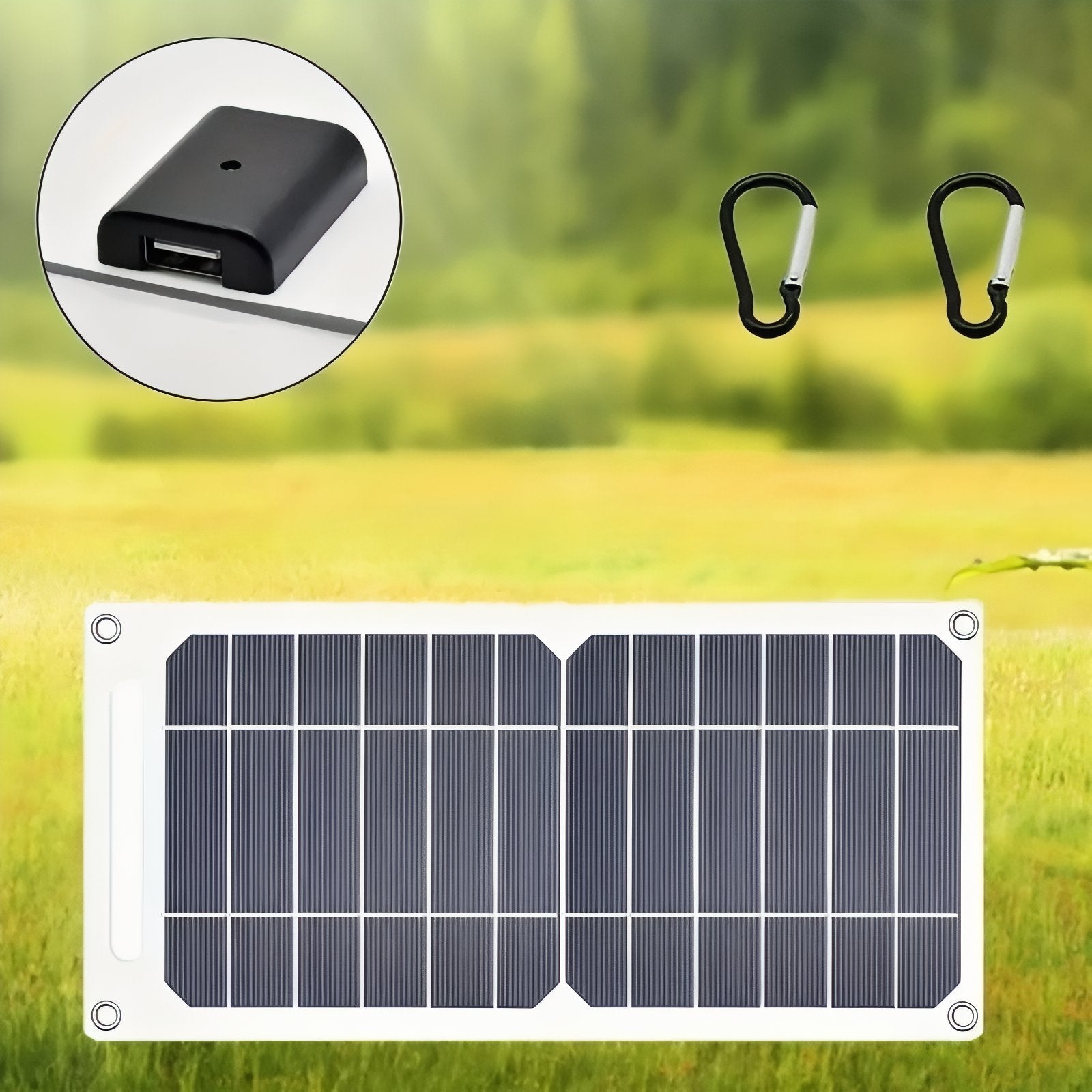 Chargeur Solaire Portable Randonnée 35W gros plan port USB - Noir Mat