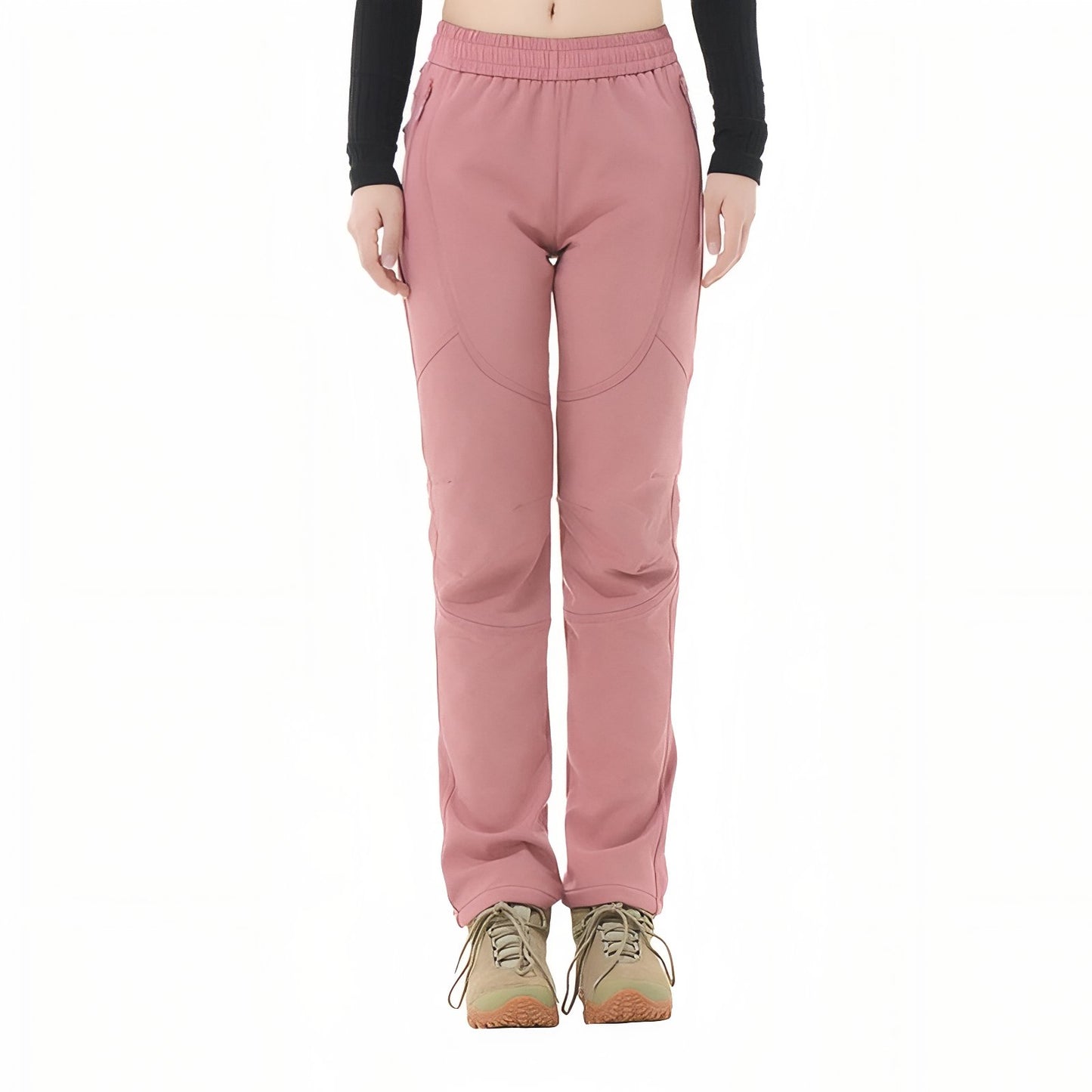 Pantalon de Randonnée Femme Hiver vue de face - Rose Poudré