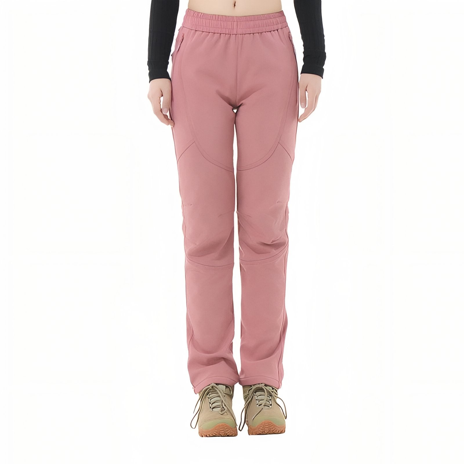 Pantalon de Randonnée Femme Hiver vue de face - Rose Poudré