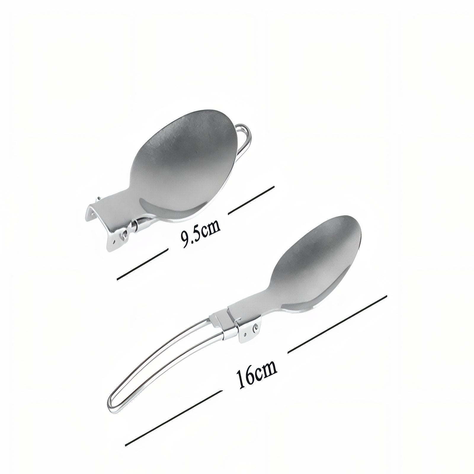 Couvert Pliant Camping guide des dimensions - Cuillère + Fourchette + Couteau