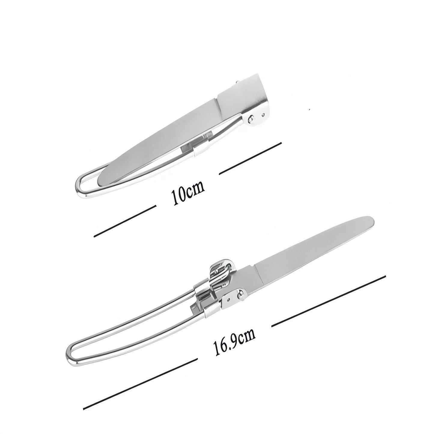 Couvert Pliant Camping guide des dimensions - Cuillère + Fourchette + Couteau