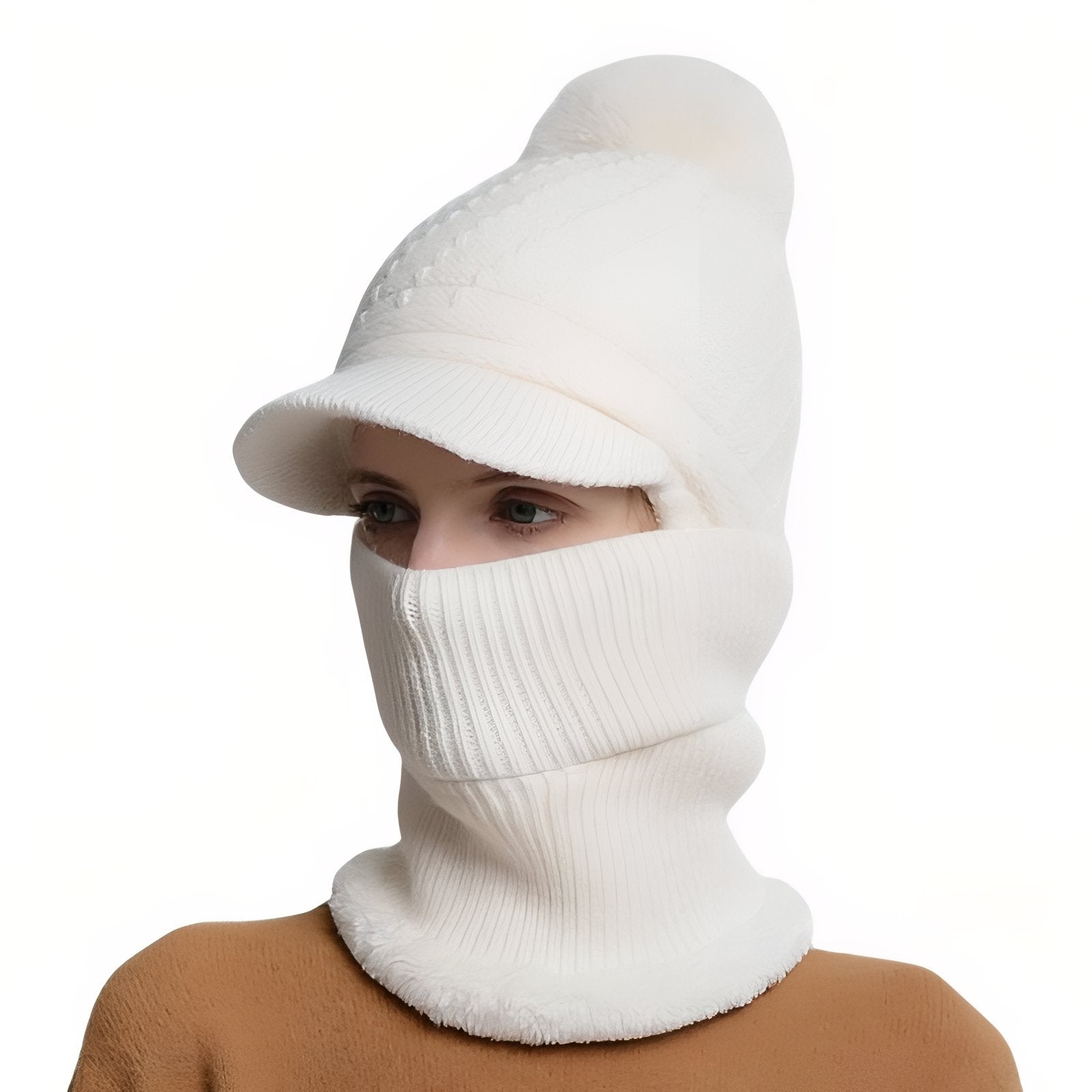Bonnet Casquette Echarpe - Blanc - 56-60cm