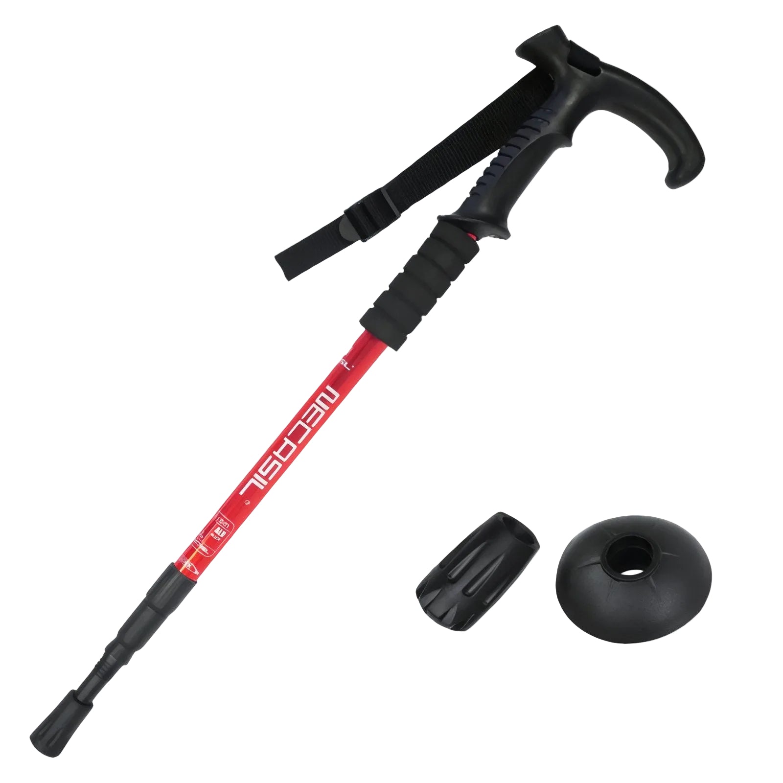 Bâton Marche Nordique Télescopique - Rouge et Noir - 1 Bâton