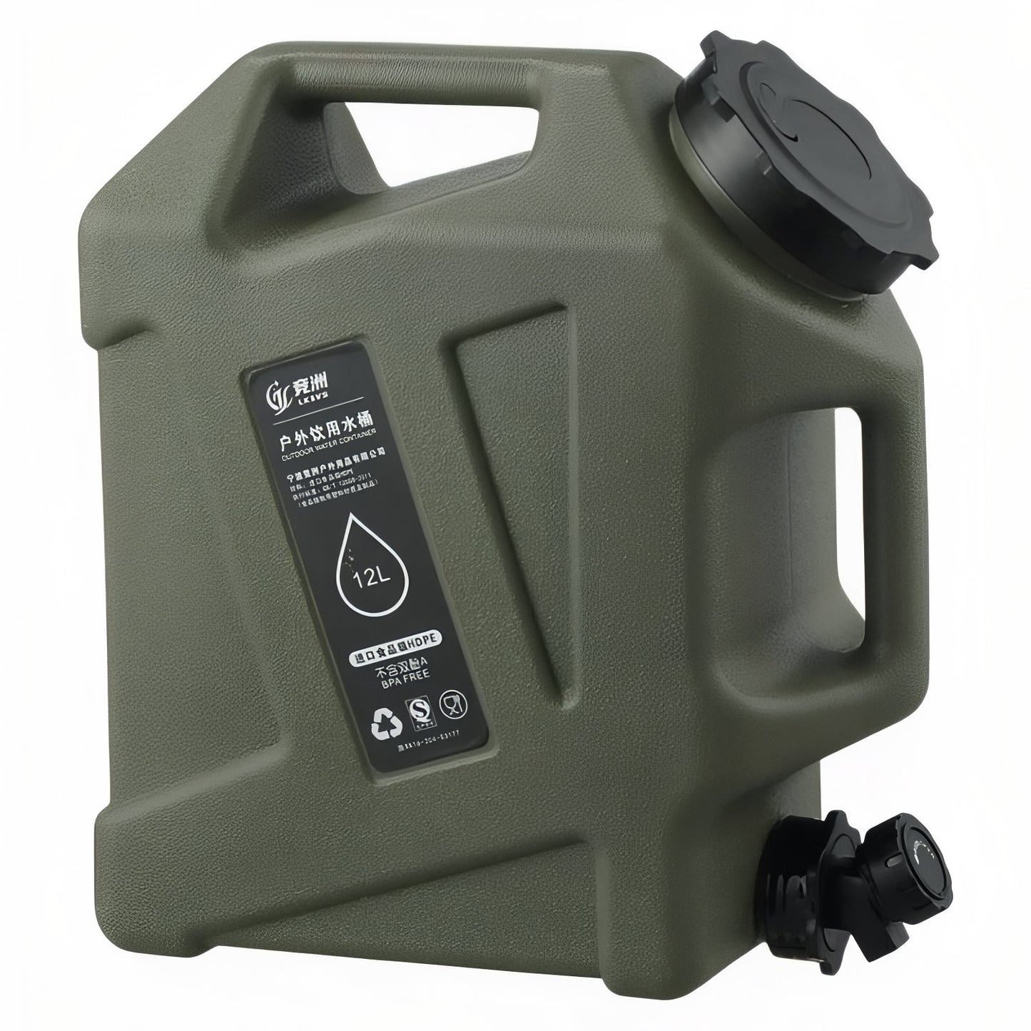 Jerrican Eau Camping 12L - Vert Olive